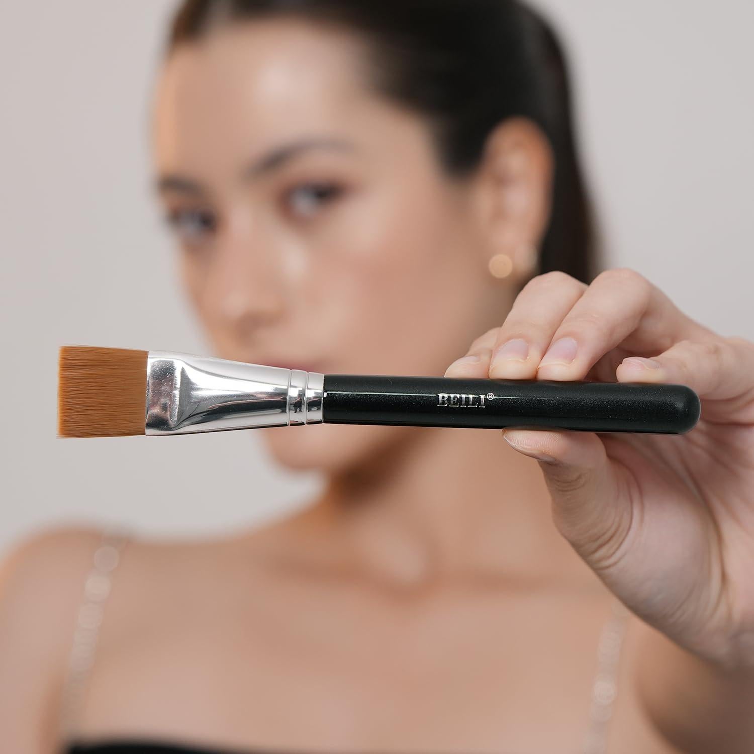 Brochas de Maquillaje BEILI 2 Piezas Sintéticas Planas 16.5 cm