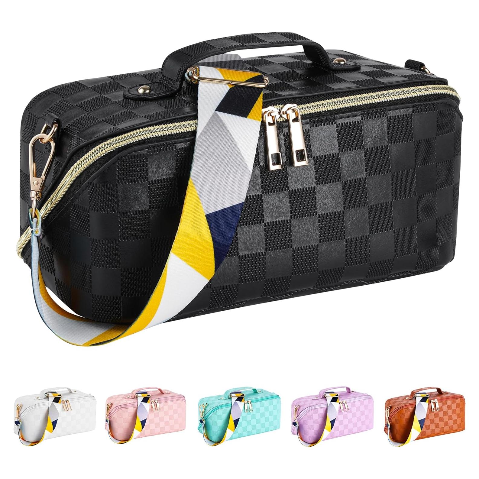 Bolsa de Maquillaje de Viaje AGECOAI Negra Impermeable 25.9x11.9 cm