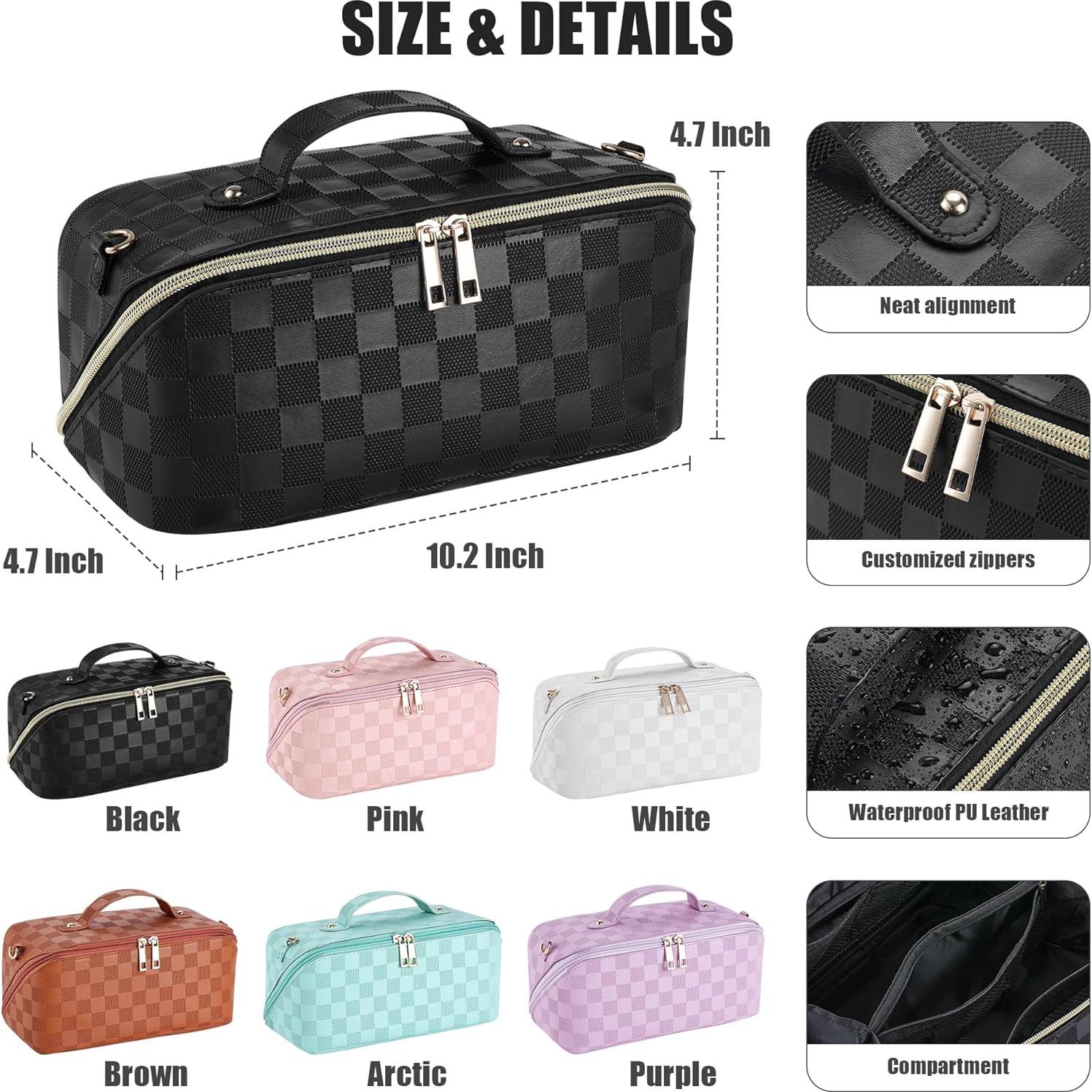 Bolsa de Maquillaje de Viaje AGECOAI Negra Impermeable 25.9x11.9 cm