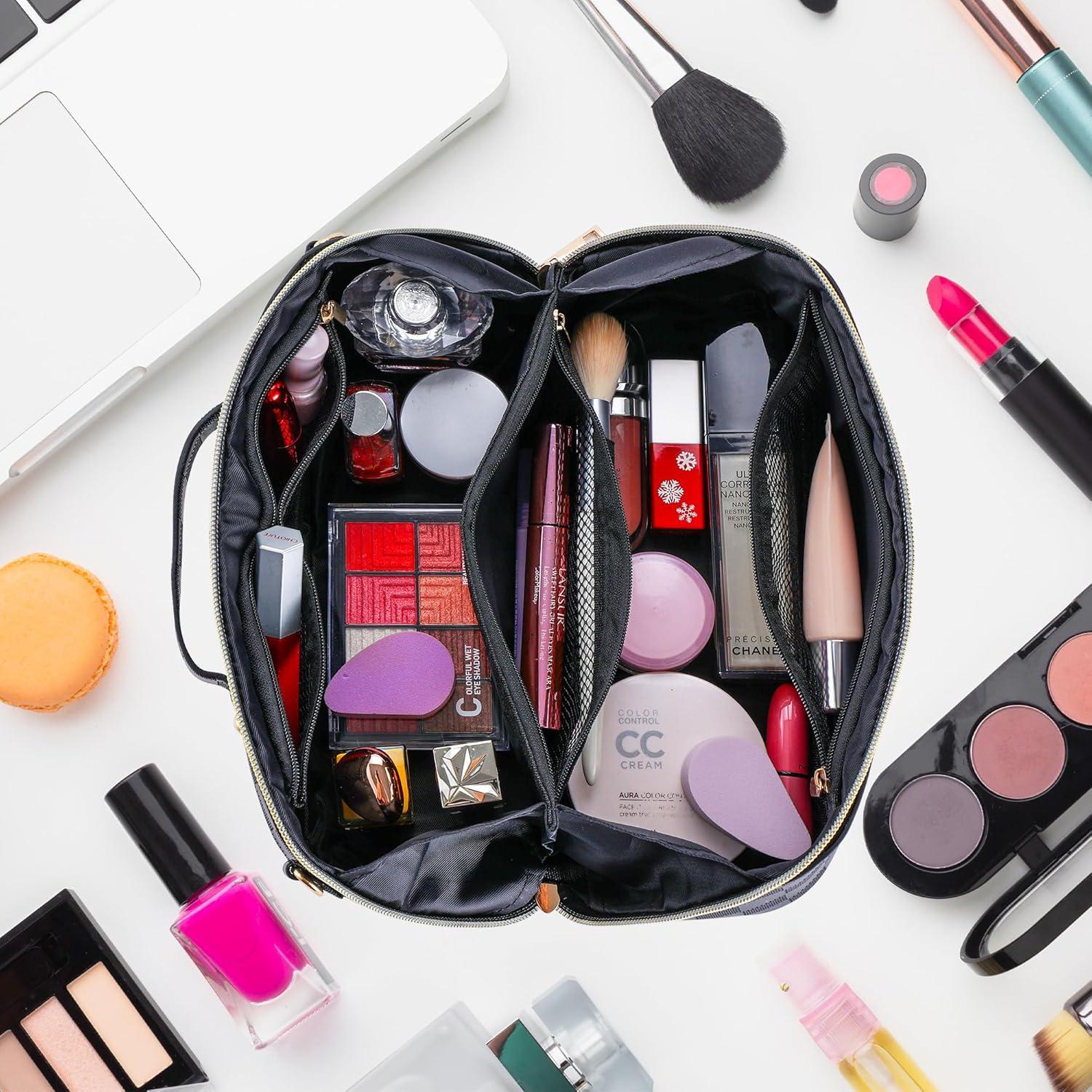 Bolsa de Maquillaje de Viaje AGECOAI Negra Impermeable 25.9x11.9 cm