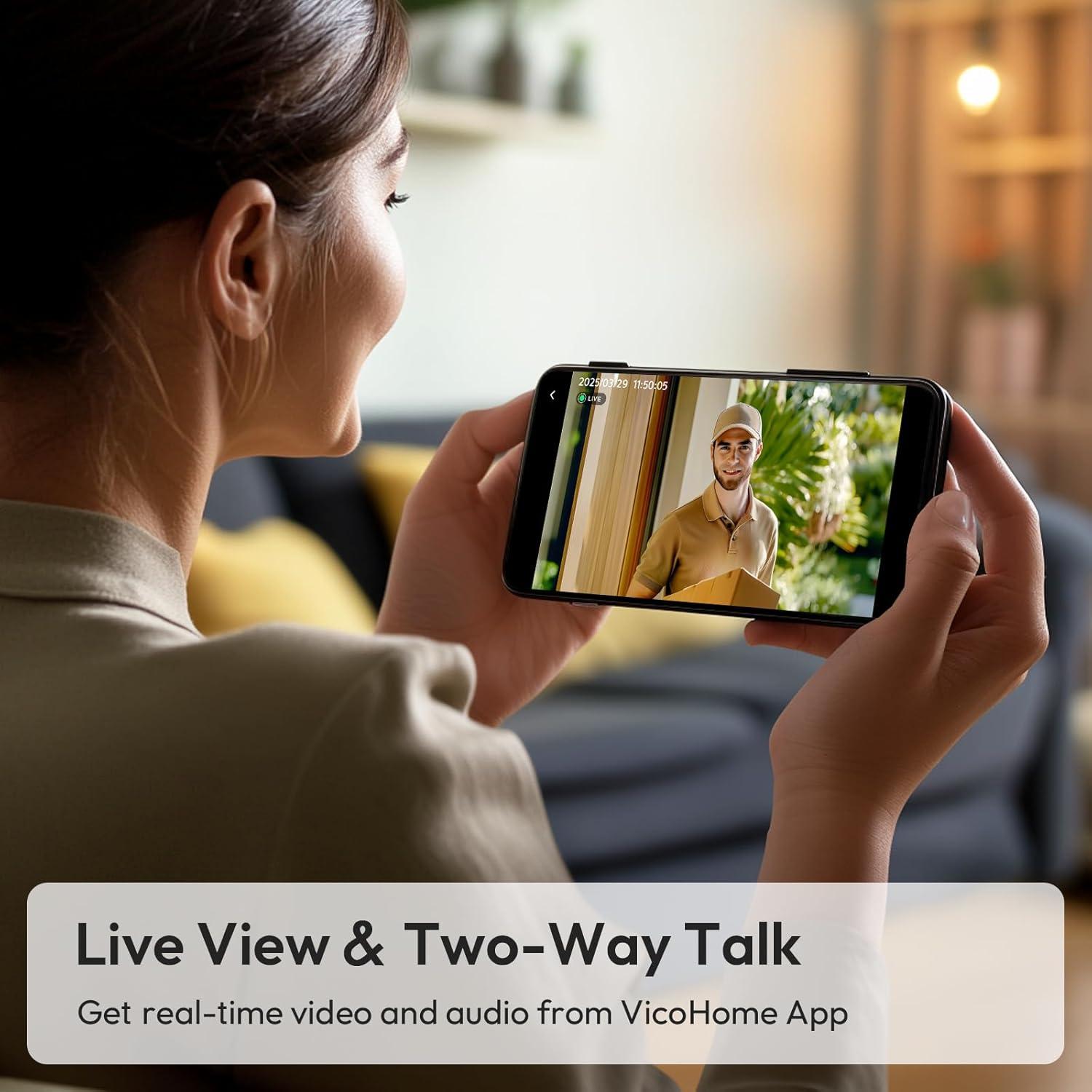 Cámara de Timbre Inalámbrico Belleye DB3 2K HD con Audio Bidireccional