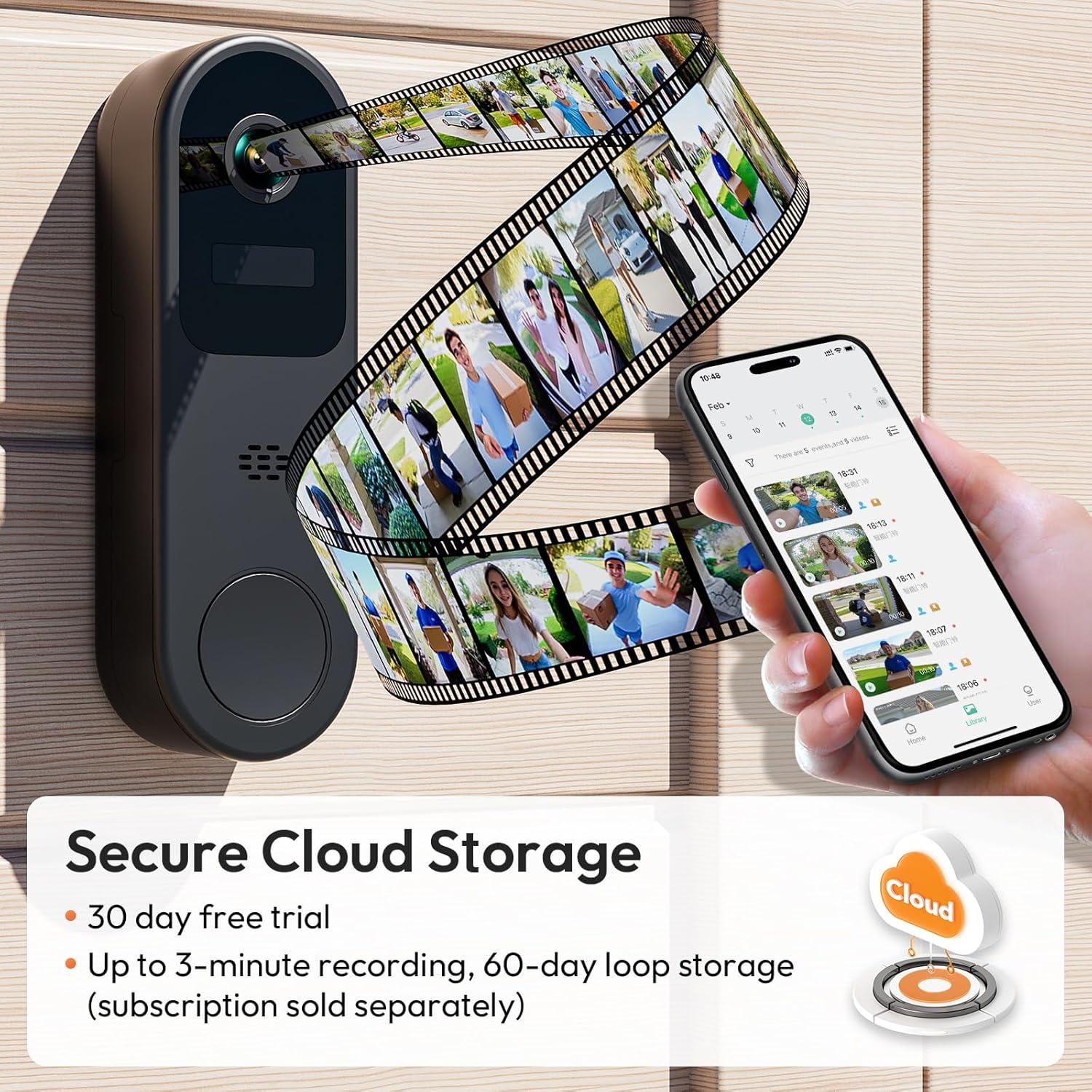 Cámara de Timbre Inalámbrico Belleye DB3 2K HD con Audio Bidireccional