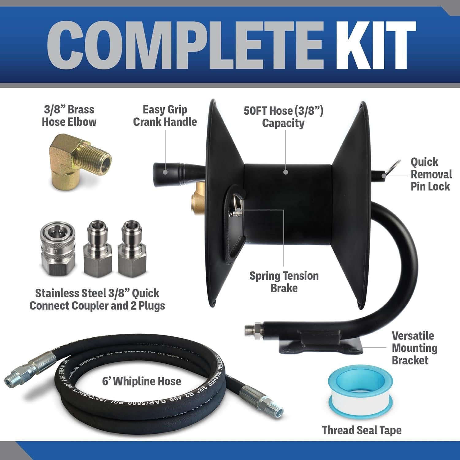 Carrete de Manguera de Presión Essential Washer 15 m con Accesorios