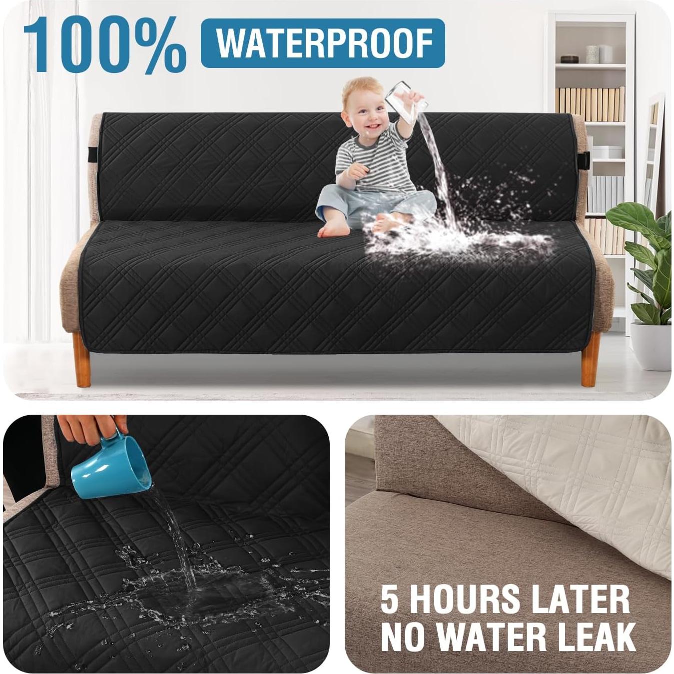 Funda de Futón H.VERSAILTEX 100% Impermeable Negro/Beige