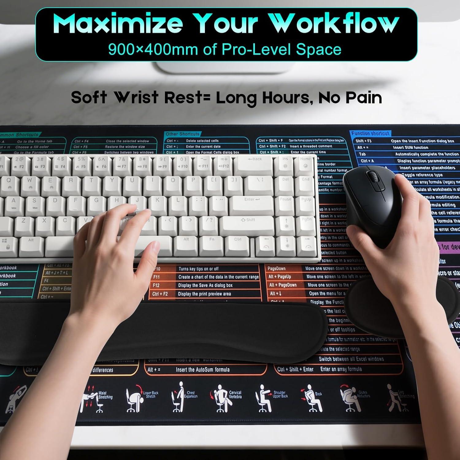 Juego de Alfombrillas de Ratón PFTGFT XXL Ergonómica 3 Piezas