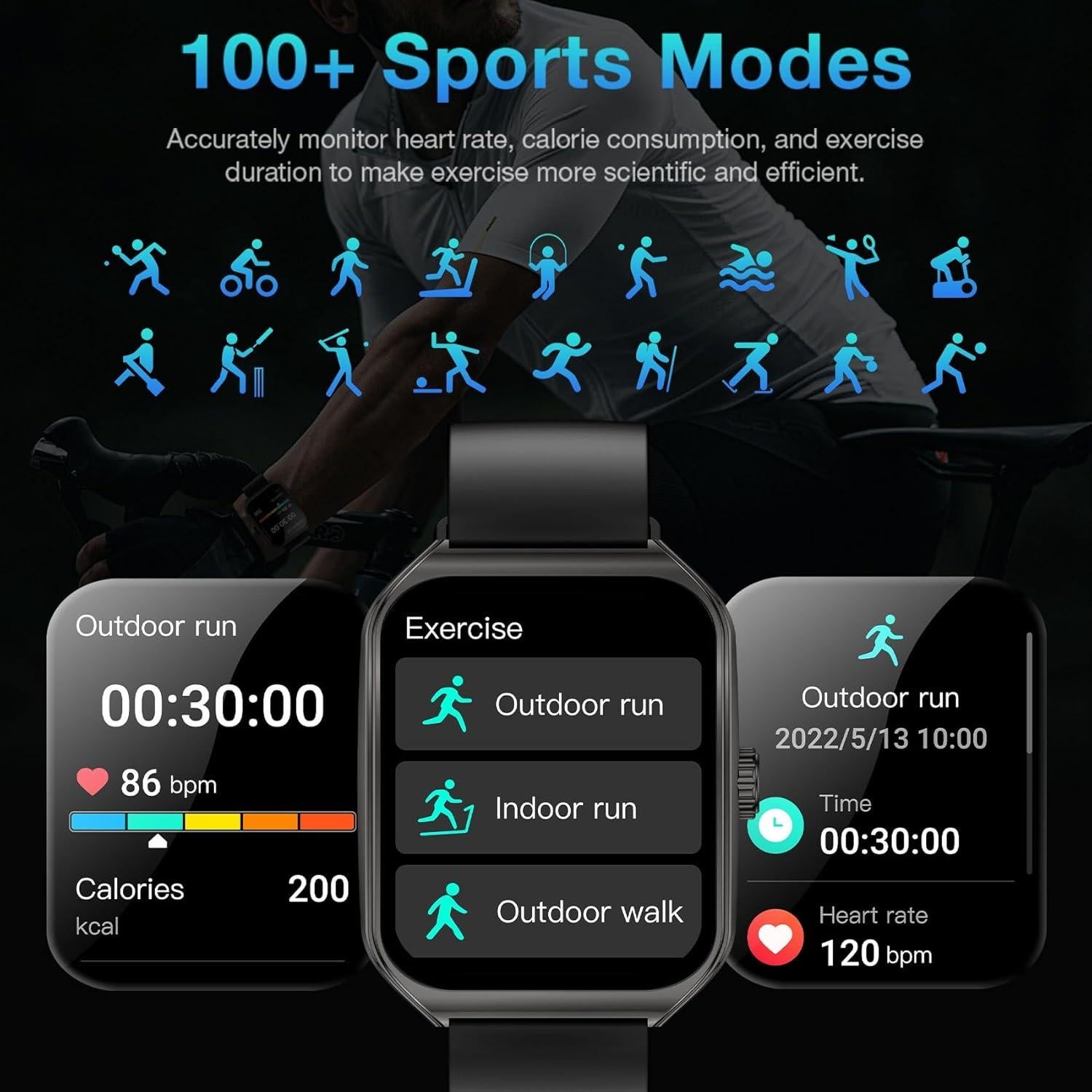 Reloj Inteligente AOLON Curve 2 HD 1.83" Negro, IP67, 120 Modos