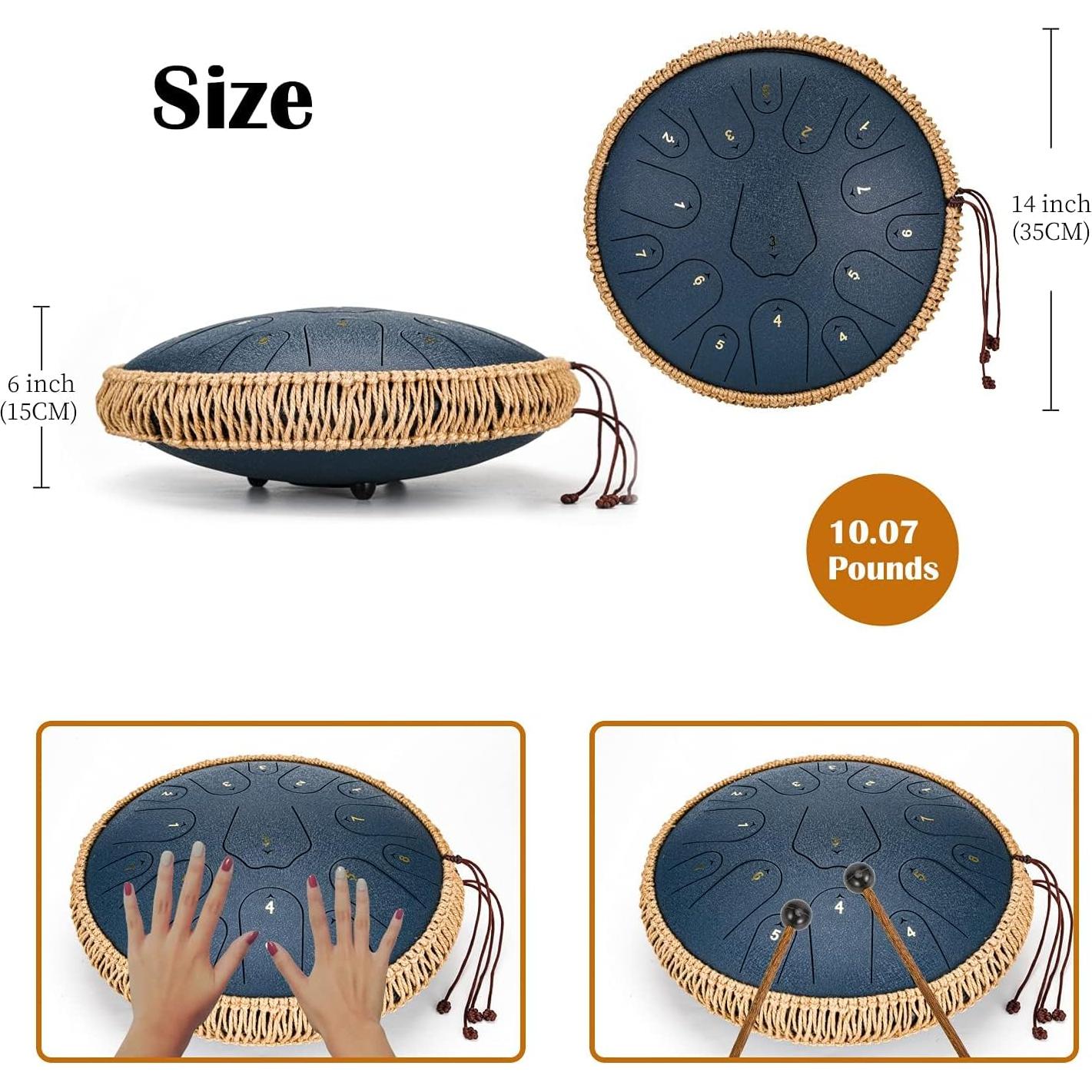 Tambor de Lengua de Acero ChunFeng 35.5 cm 15 Notas Azul