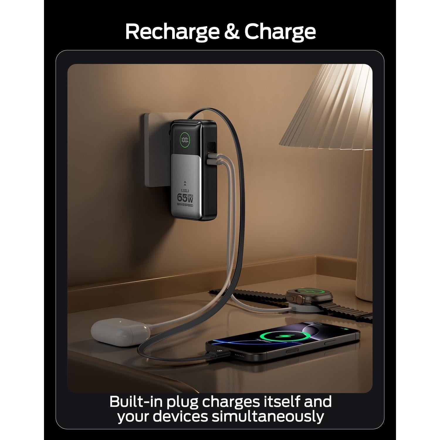 Cargador Portátil 20000mAh Speed Move 65W USB-C Integrado