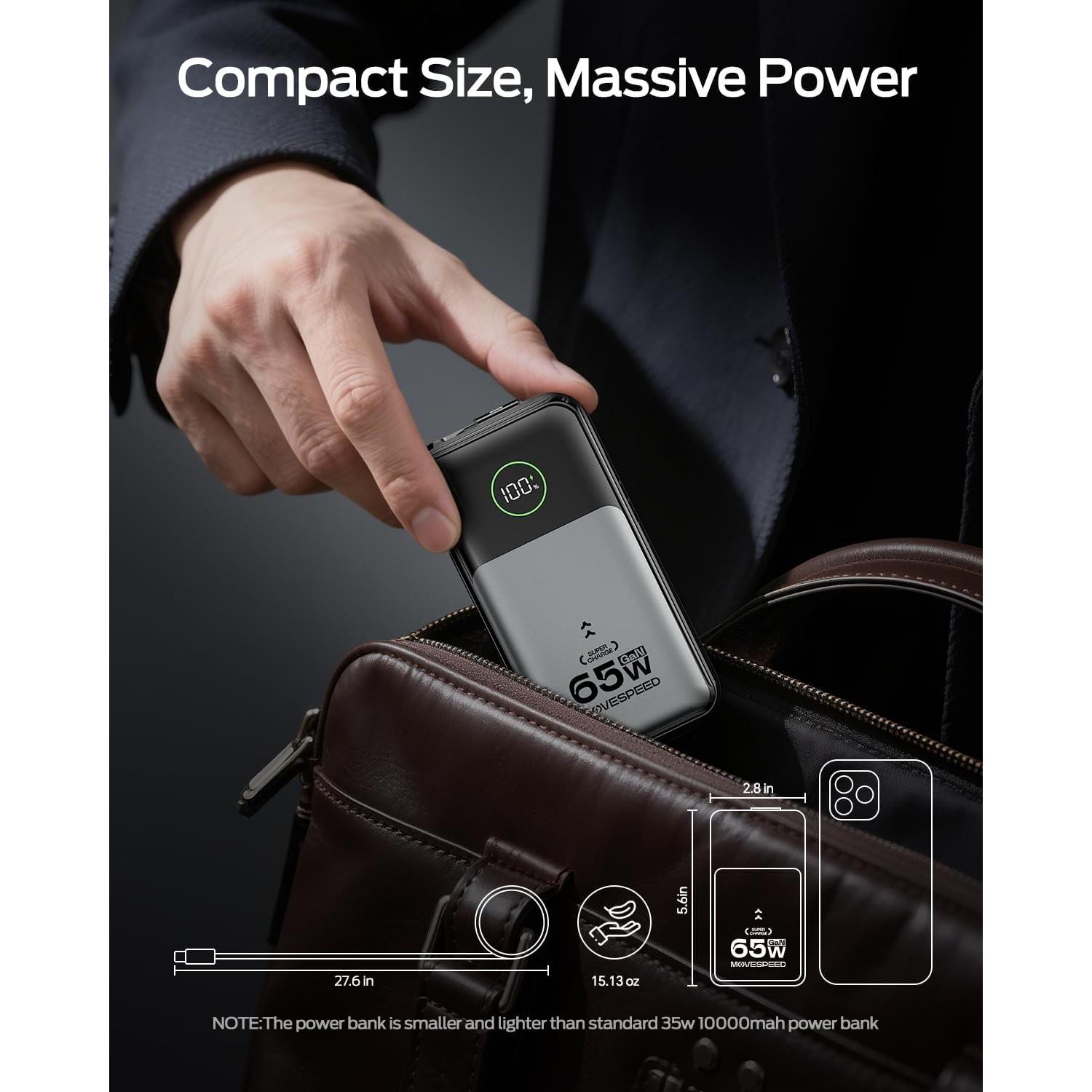 Cargador Portátil 20000mAh Speed Move 65W USB-C Integrado