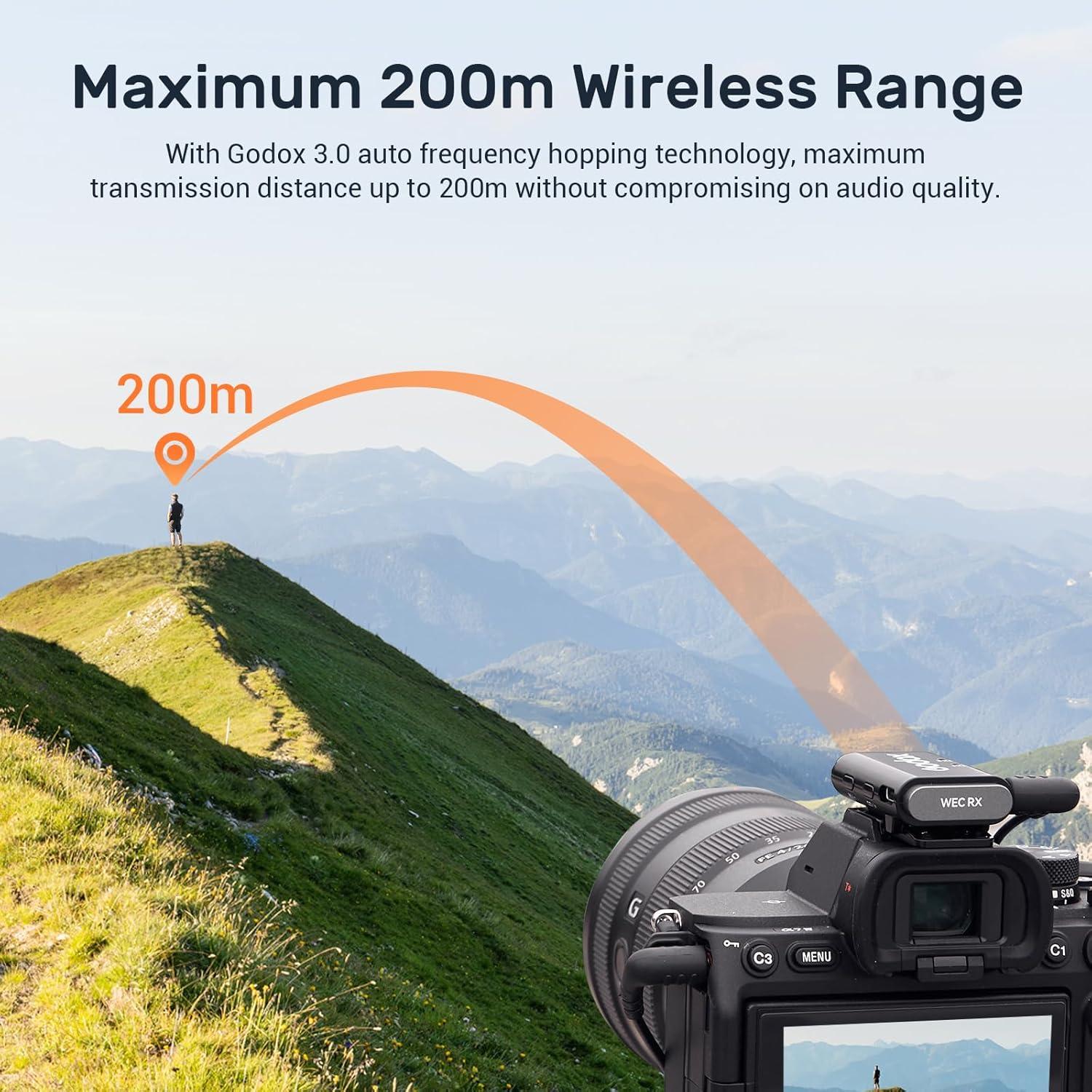 Micrófono Inalámbrico GODOX WEC Kit1 Lavalier 200m 8h Batería