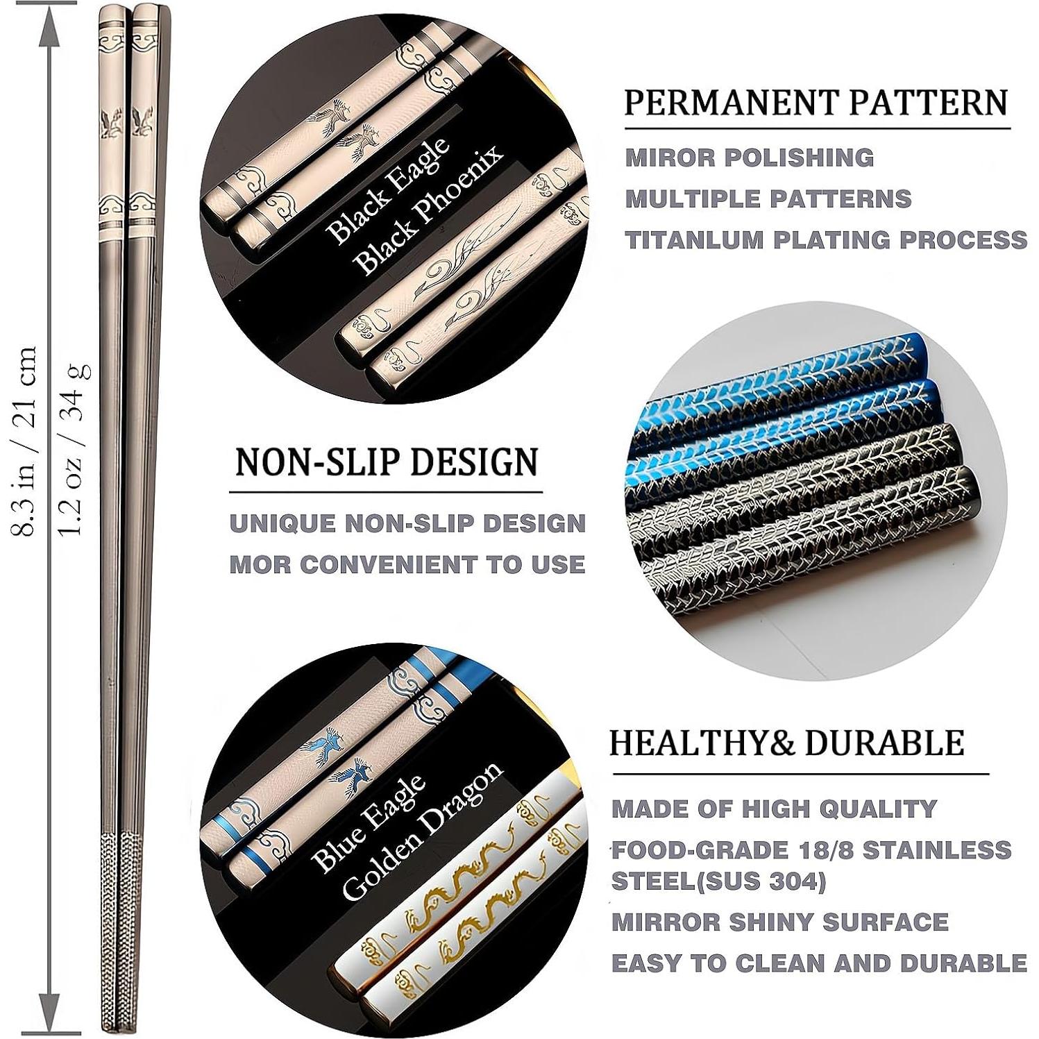 Palillos Portátiles de Acero Inoxidable ITXIYC con Estuche 21.1 cm