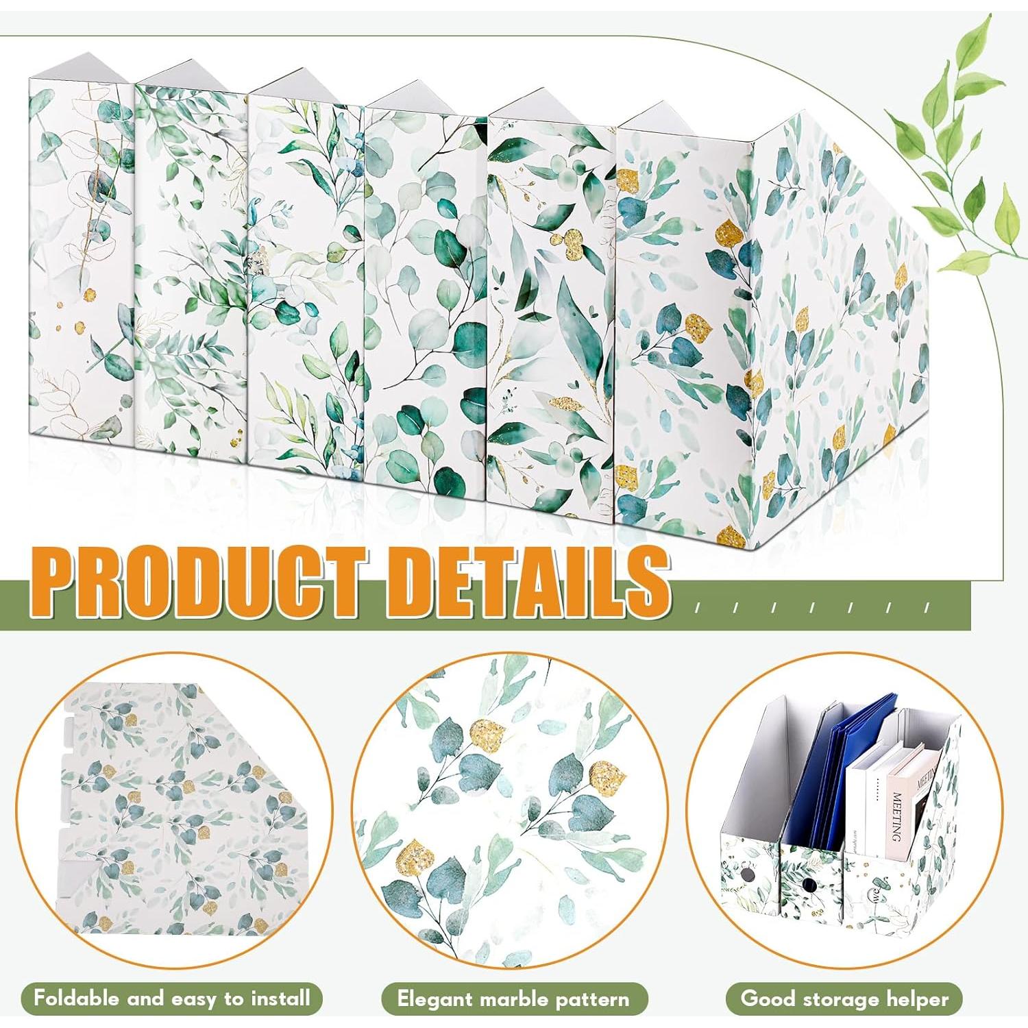 PerKoop Carpetas de Archivo Plegables 6 Pcs Hojas de Eucalipto