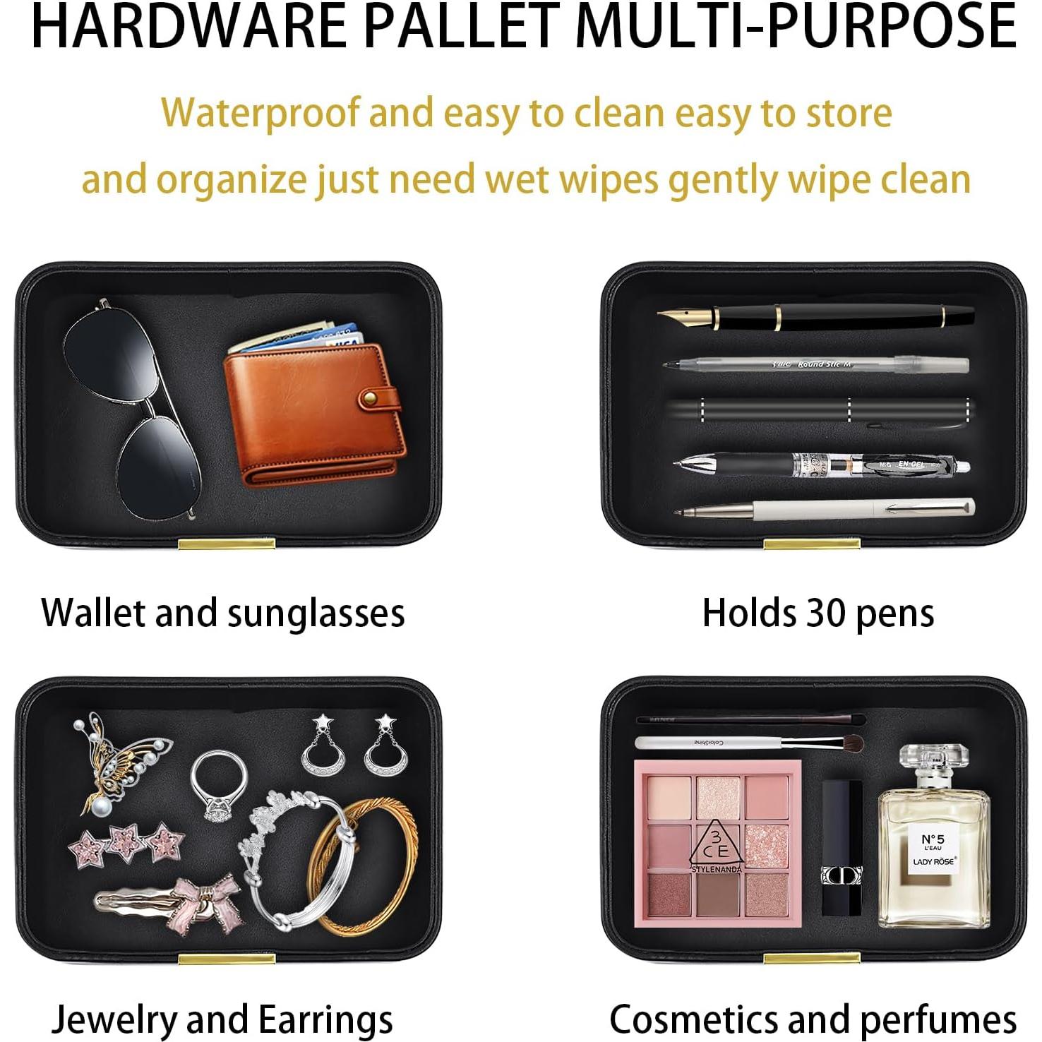 Bandeja de Almacenamiento de Cuero XNONE Negra 21.6x14.5 cm