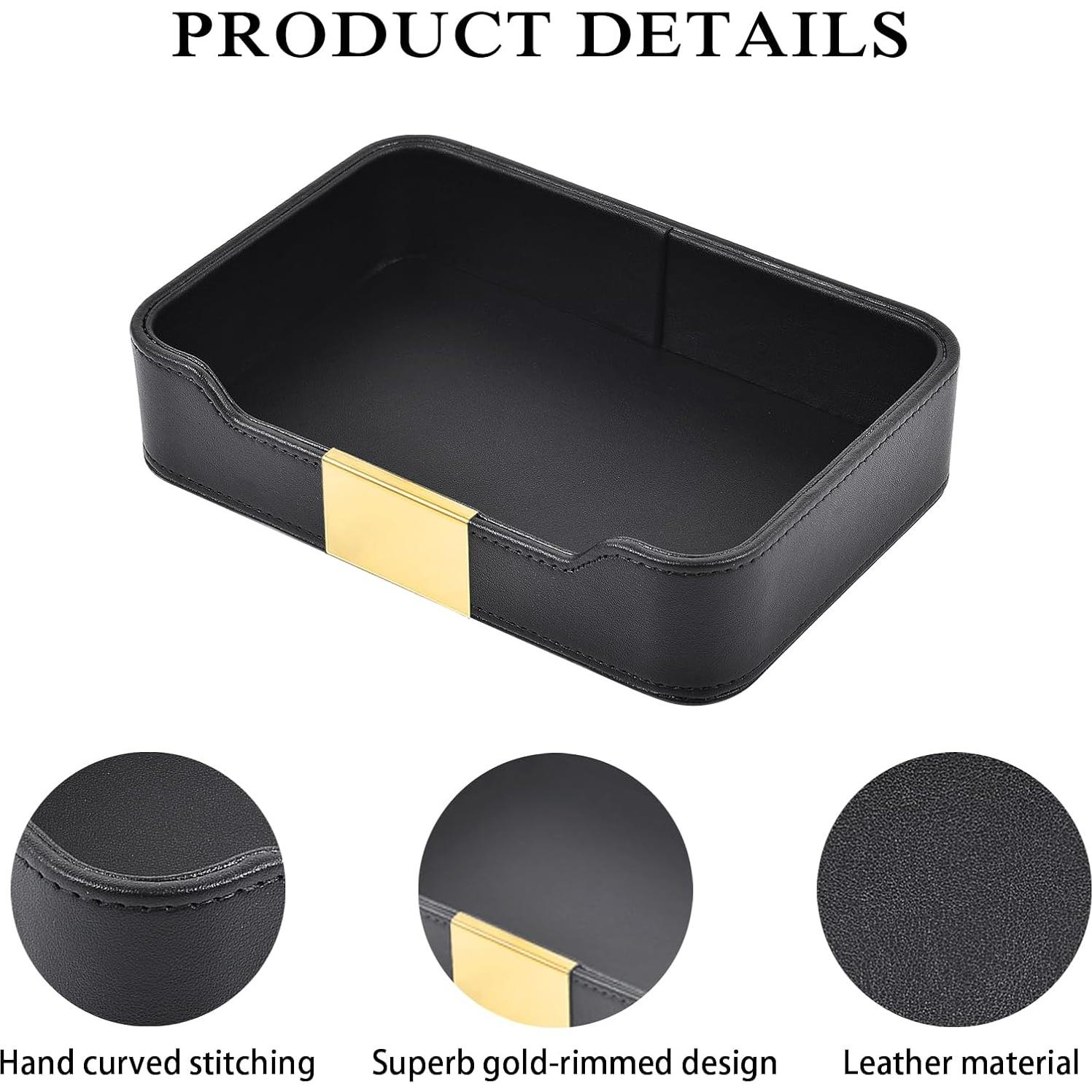 Bandeja de Almacenamiento de Cuero XNONE Negra 21.6x14.5 cm