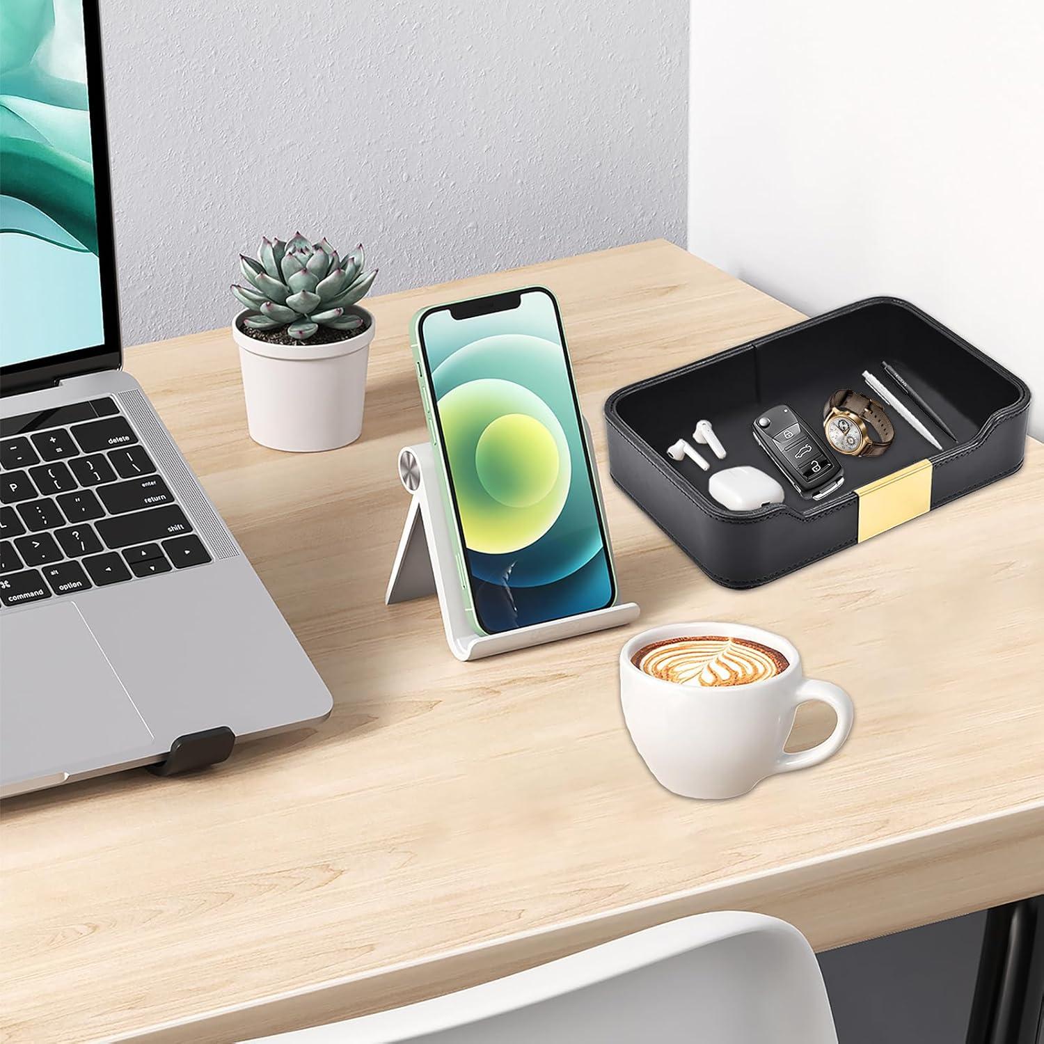 Bandeja de Almacenamiento de Cuero XNONE Negra 21.6x14.5 cm