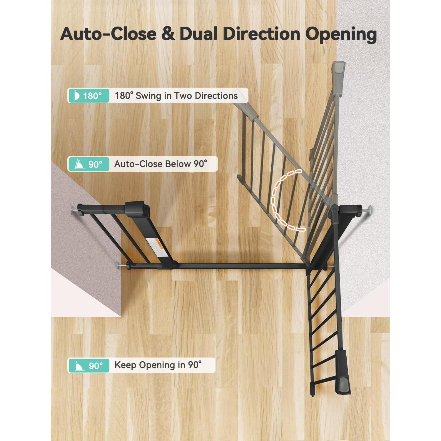 Puerta de Seguridad para Bebés COMOMY 110 cm Ancha Negra