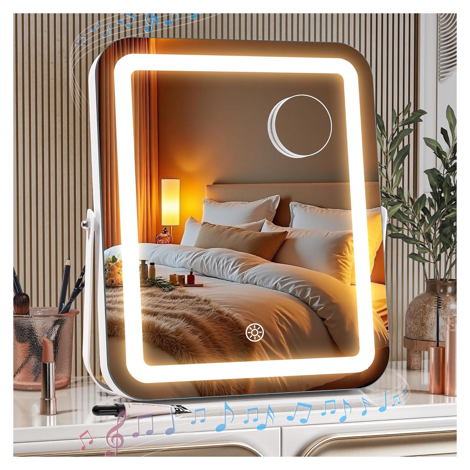 Espejo de Maquillaje LED MINISO 25.4x30.5cm con Altavoz Bluetooth