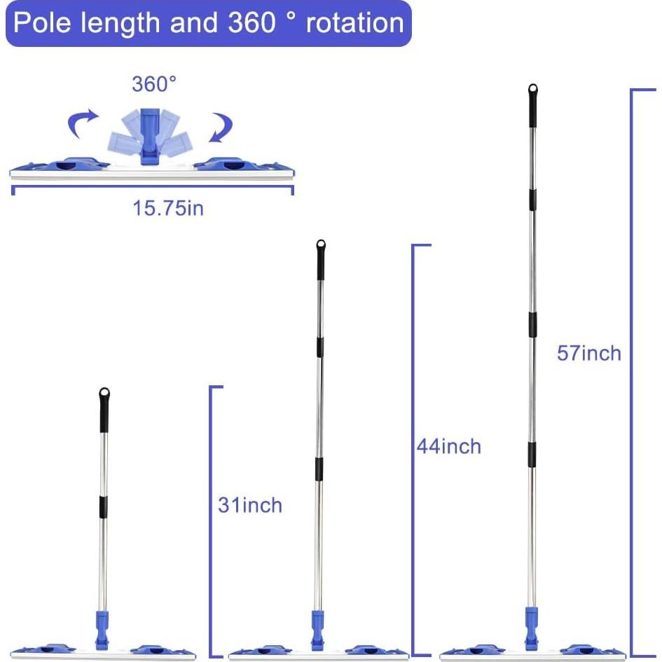Mopa de Microfibra Profesional Godiyyer con Mango de Acero Inoxidable 147 cm