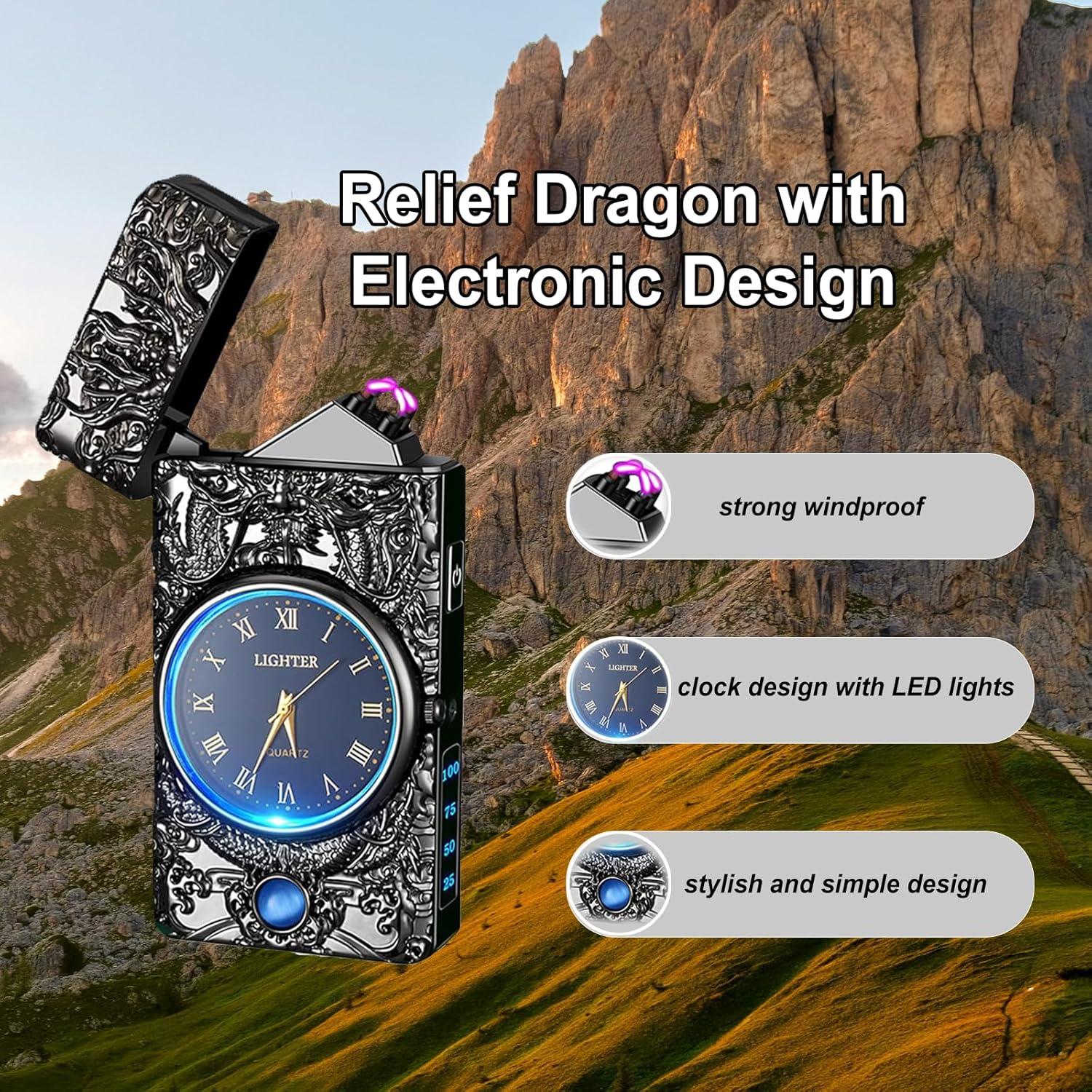 Encendedor Eléctrico Recargable AnmaLabs Dragón Negro con LED