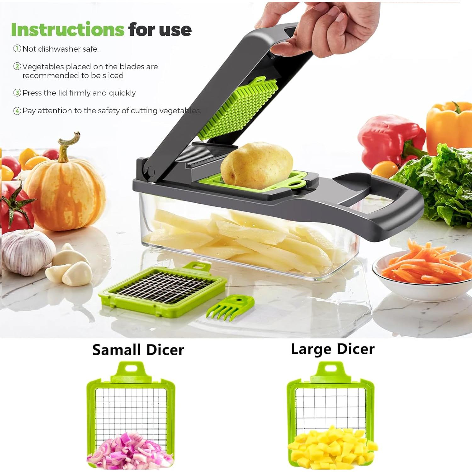 Cortador de Verduras Multifuncional URSMILEKIT 22 en 1 con 7 Cuchillas