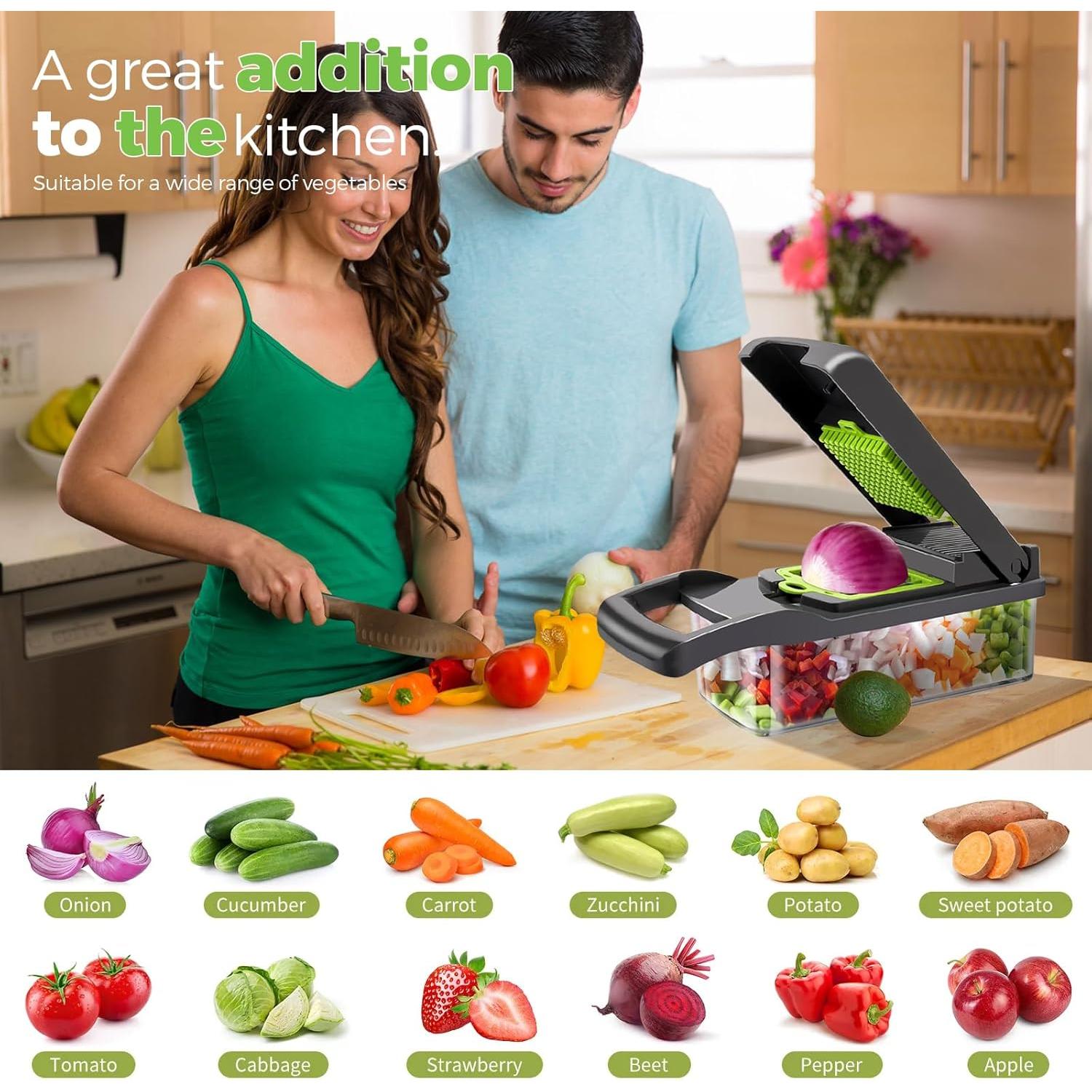 Cortador de Verduras Multifuncional URSMILEKIT 22 en 1 con 7 Cuchillas