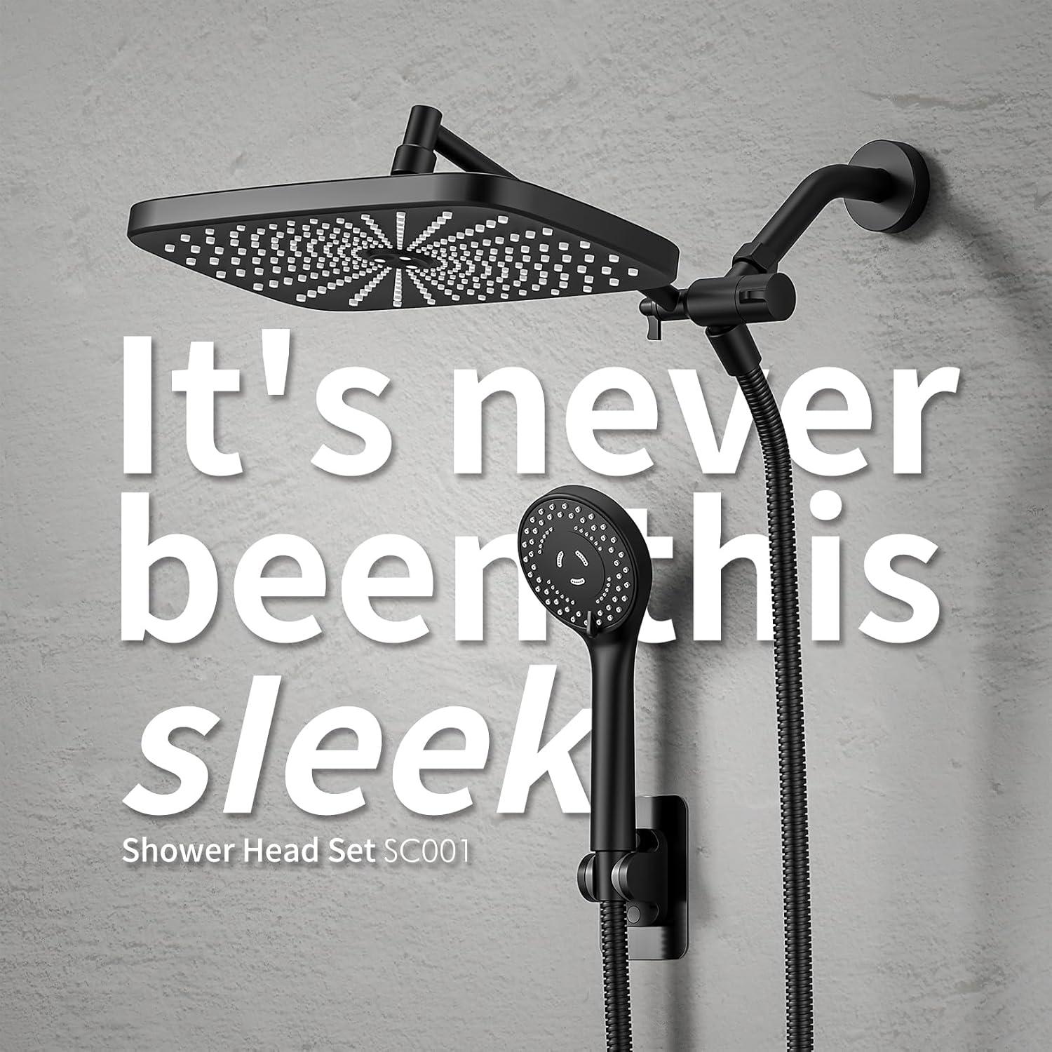 Cabezal de Ducha de Lluvia SeaCity 10" con 5 Modos y Brazo Ajustable