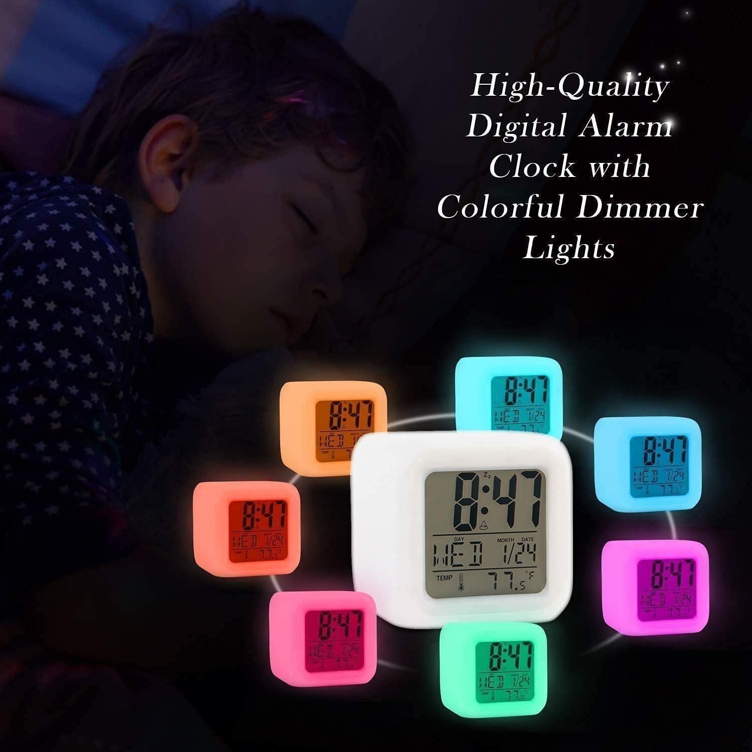 Reloj Despertador Digital YouJabz con Luz Nocturna 7 Colores