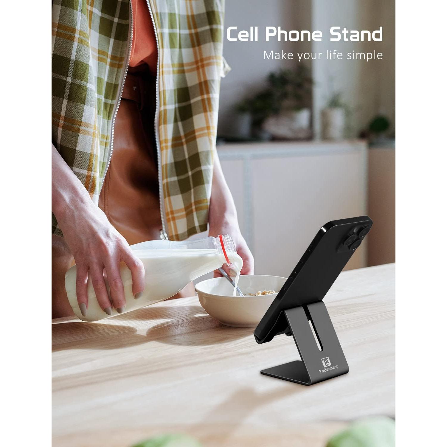 Soporte de Aluminio para Teléfono ToBeoneer Negro Ajustable