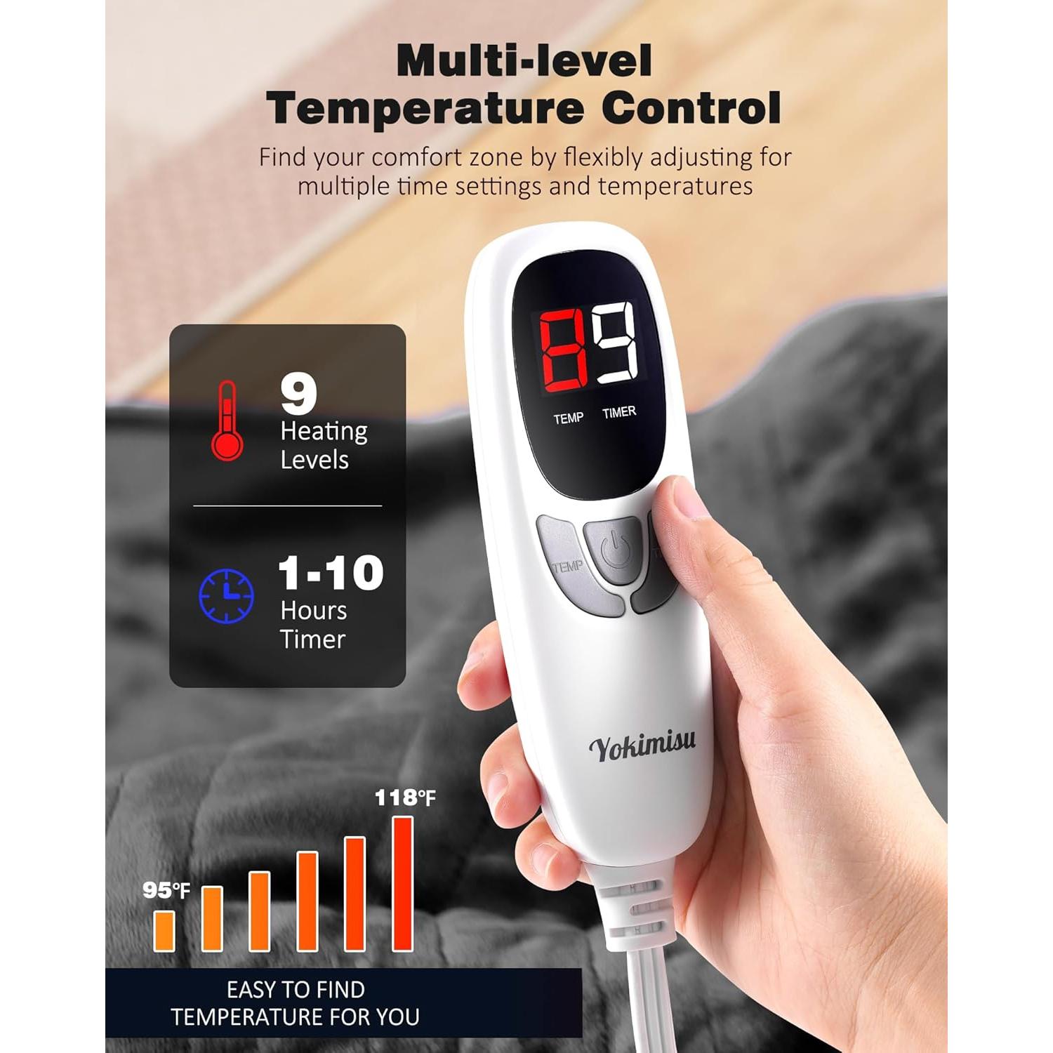 Manta Eléctrica Yokimisu 127x152 cm 9 Niveles Calentamiento