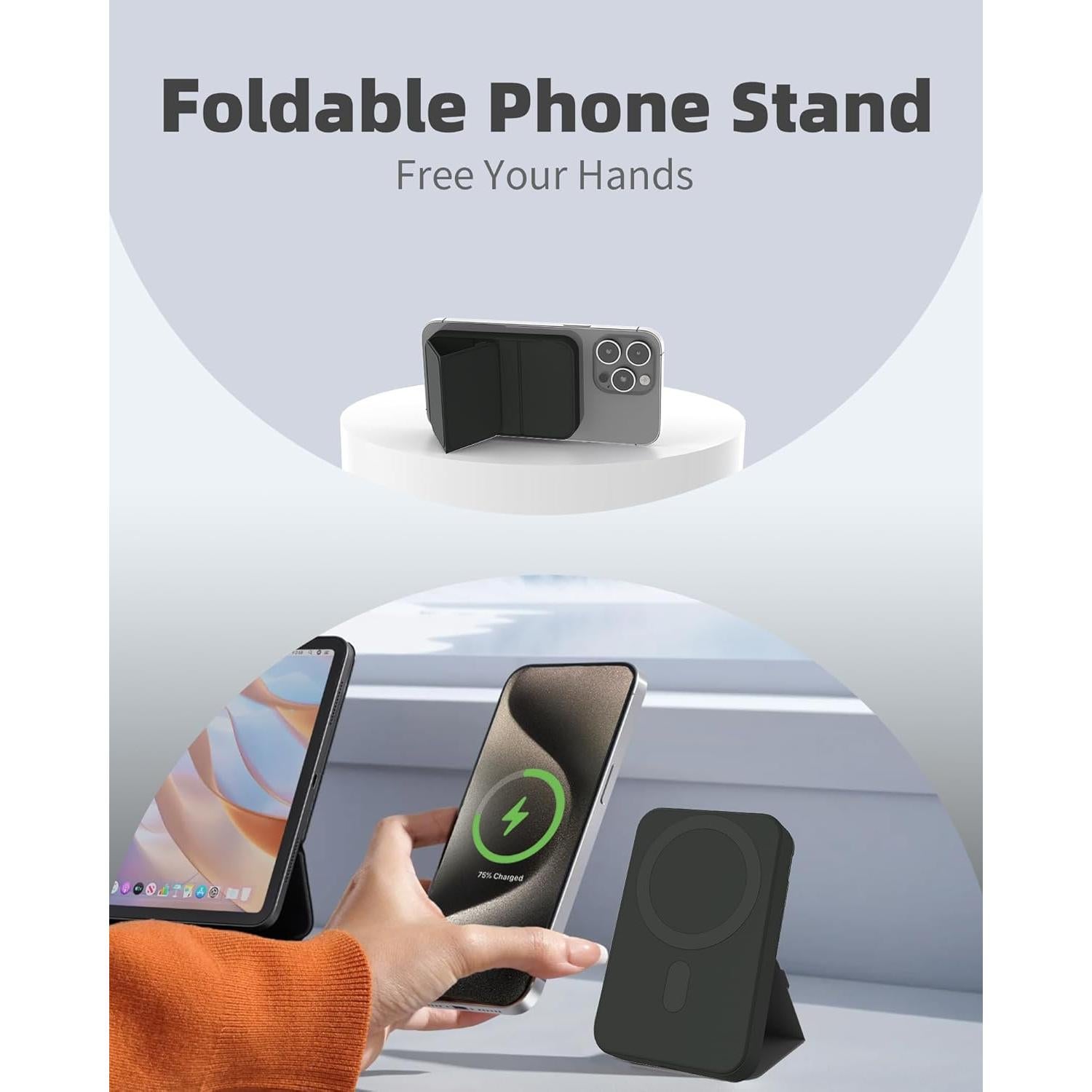 Banco de Poder Magnético Manopola 5000mAh Carga Rápida 22.5W