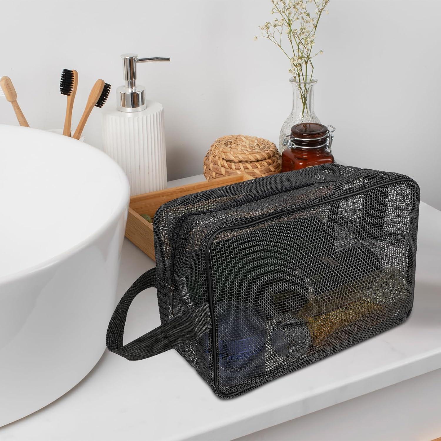 Bolsa de Ducha de Malla Cobee Negra 25x16cm Secado Rápido