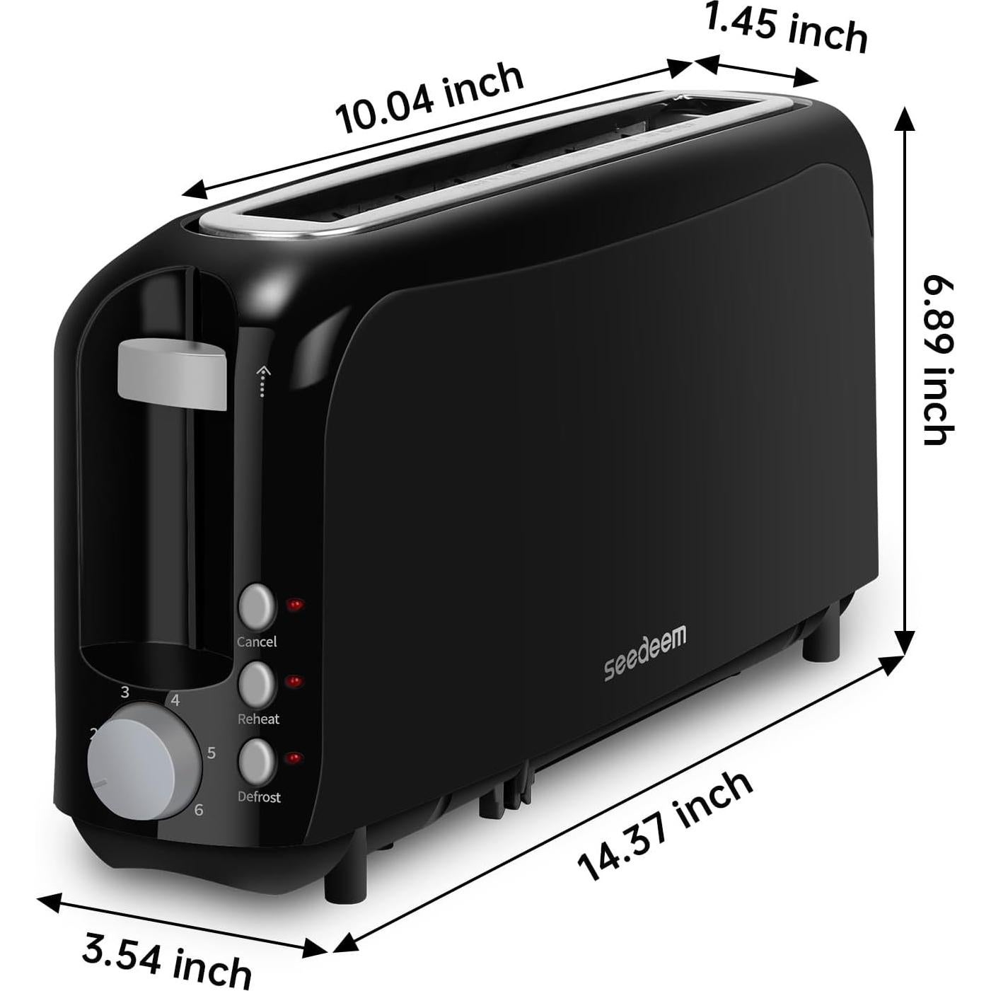 Tostadora SEEDEEM Slim 2 Rebanadas 750W Negro 6 Niveles