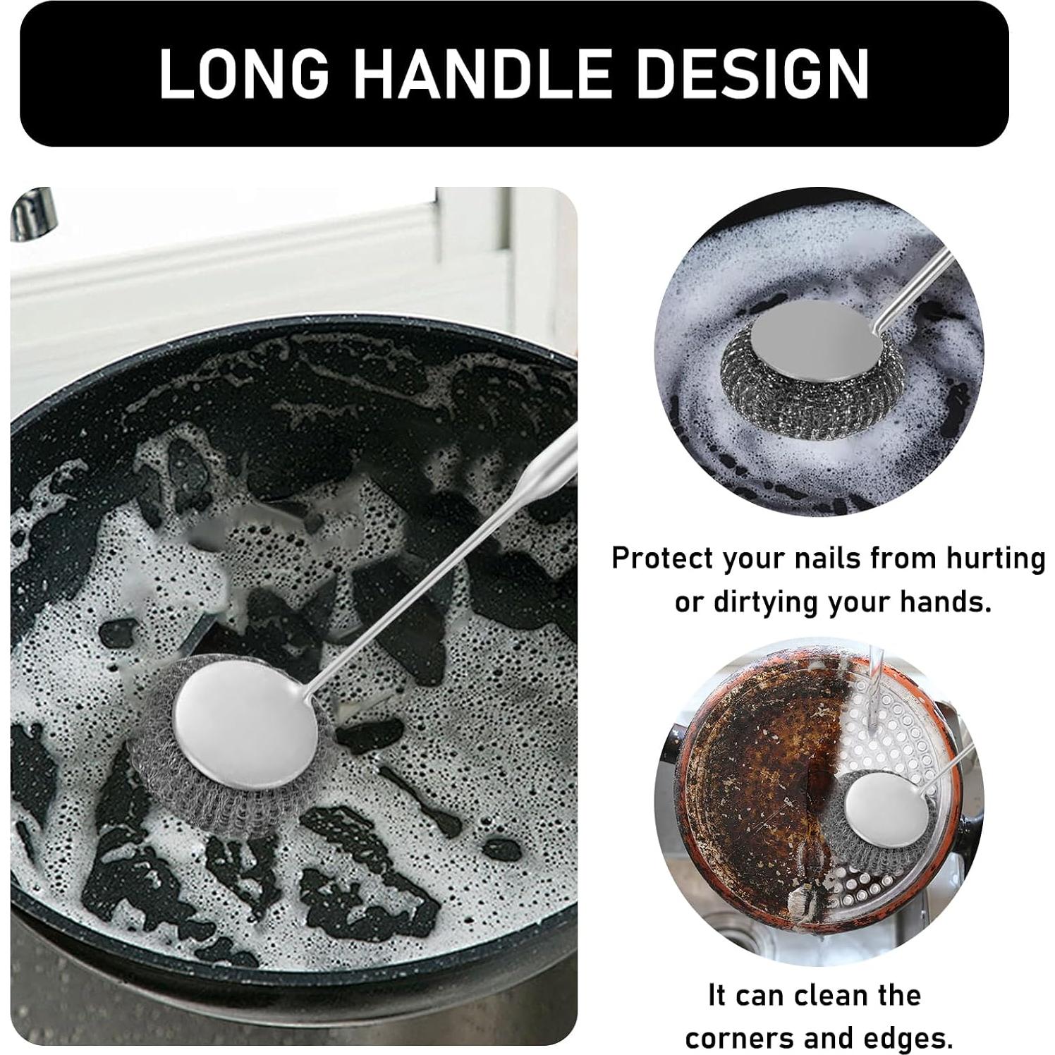 Esponja de Alambre de Acero Inoxidable con Mango - 7 Piezas