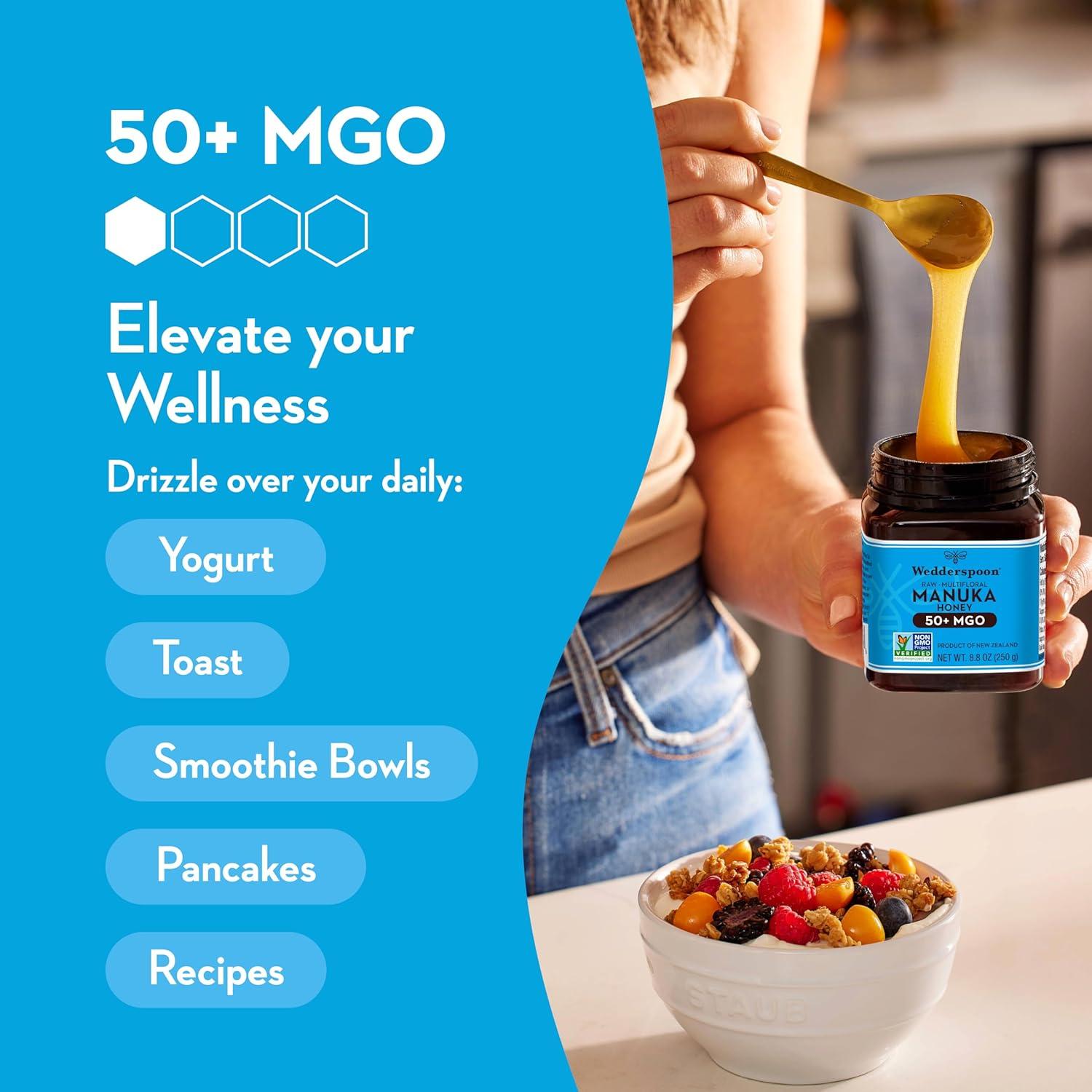 Miel de Manuka Cruda Wedderspoon 50+ MGO 250g Nueva Zelanda