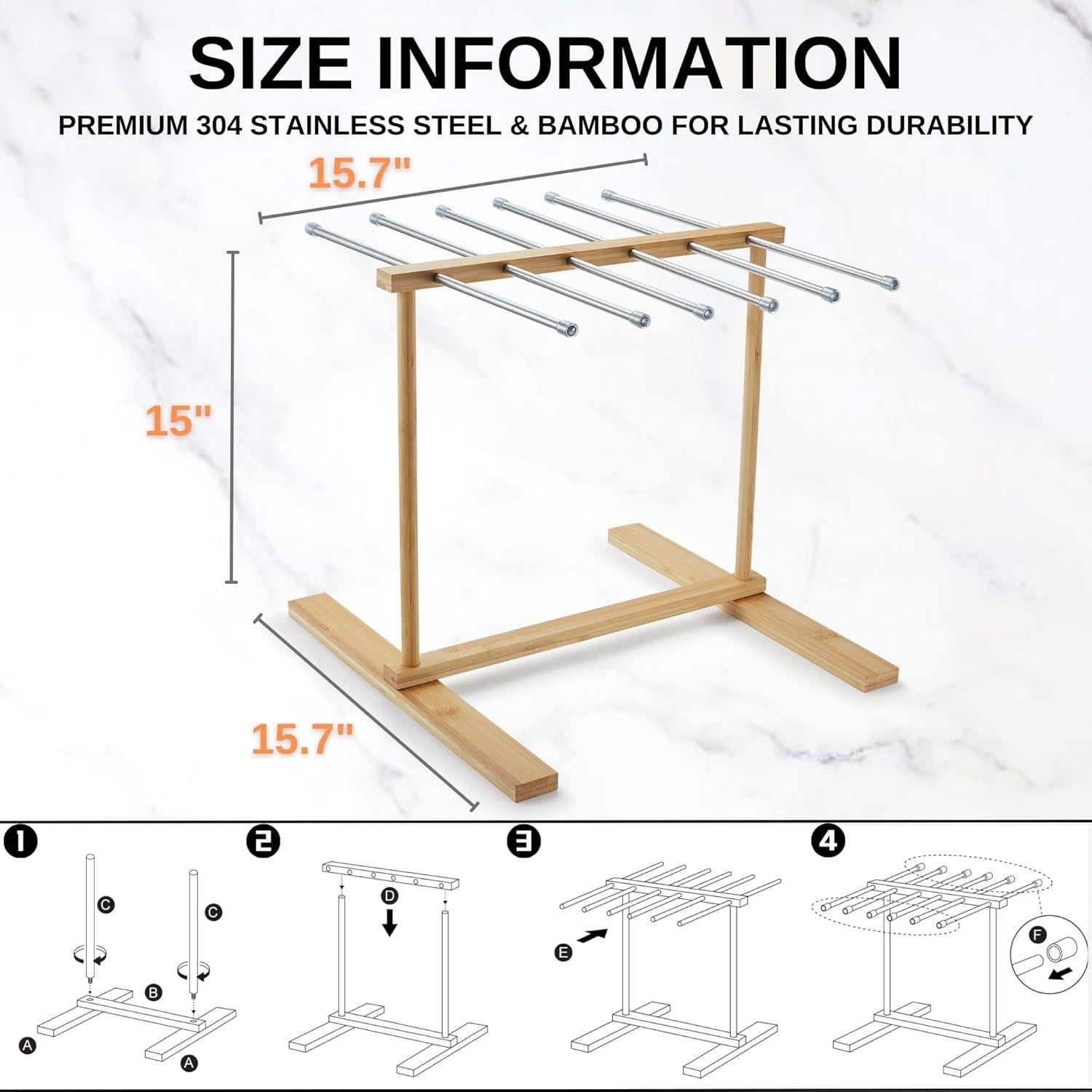 Soporte para Secar Pasta MUMSUNG Grande Acero Inoxidable 39.9x39.9x38.1 cm