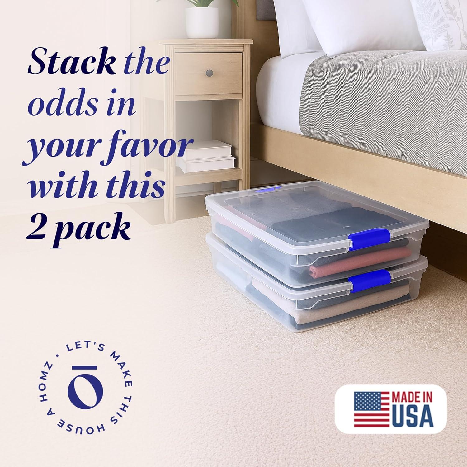 Contenedores de Almacenamiento Bajo la Cama HOMZ 56QT Azul - 2 Piezas