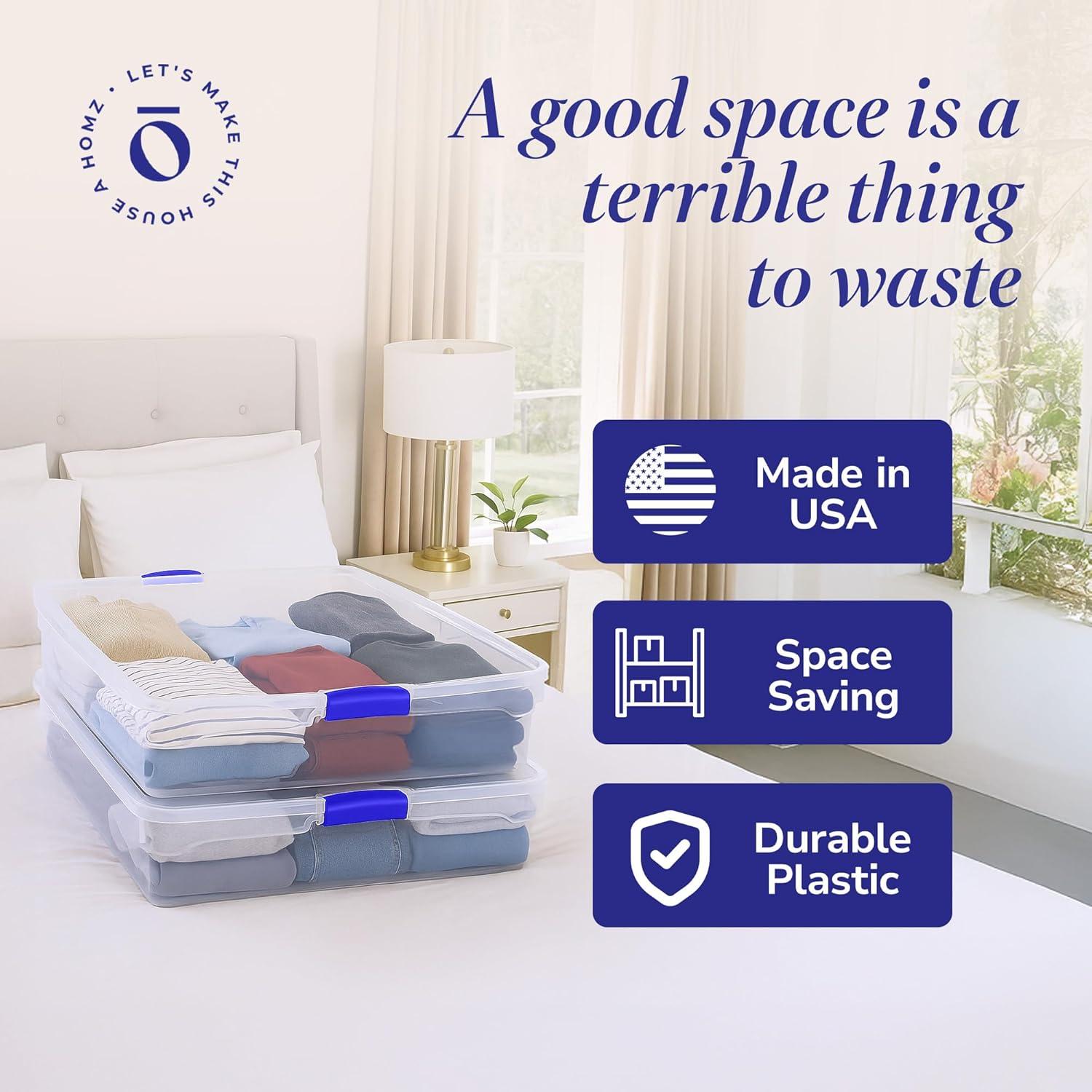 Contenedores de Almacenamiento Bajo la Cama HOMZ 56QT Azul - 2 Piezas