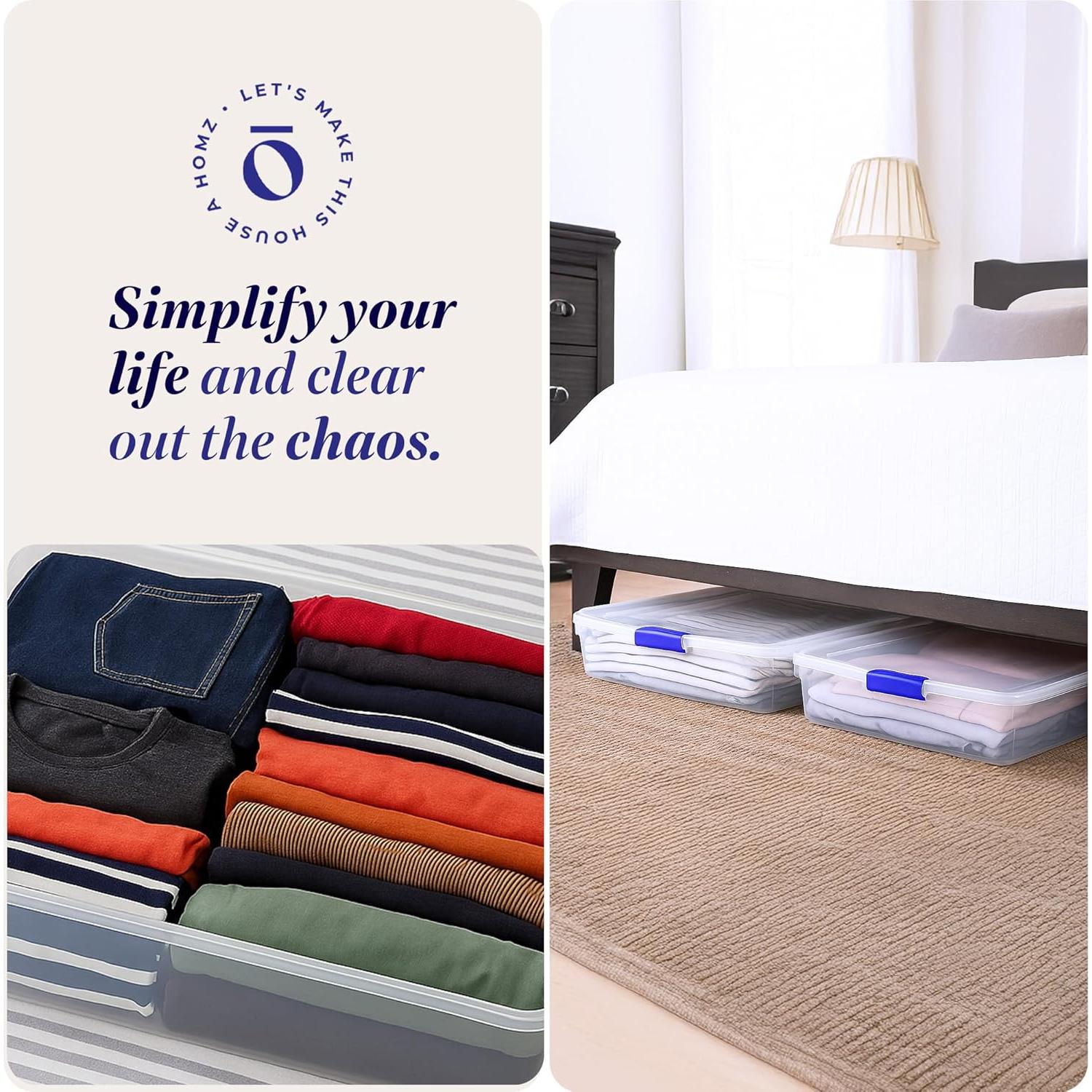 Contenedores de Almacenamiento Bajo la Cama HOMZ 56QT Azul - 2 Piezas