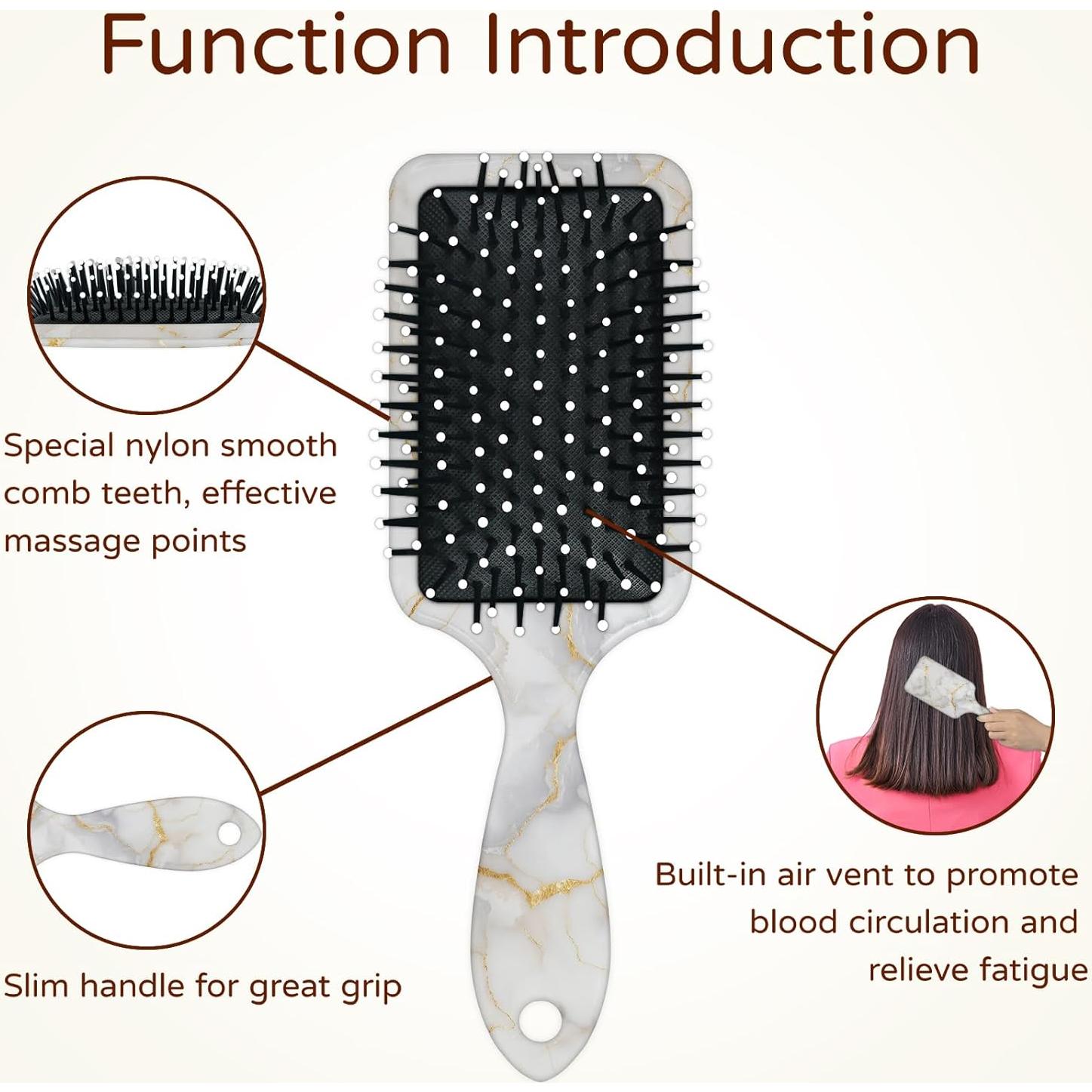 Cepillo Desenredante Ergonómico ADTASU Marmoleado 19.1x8.1cm