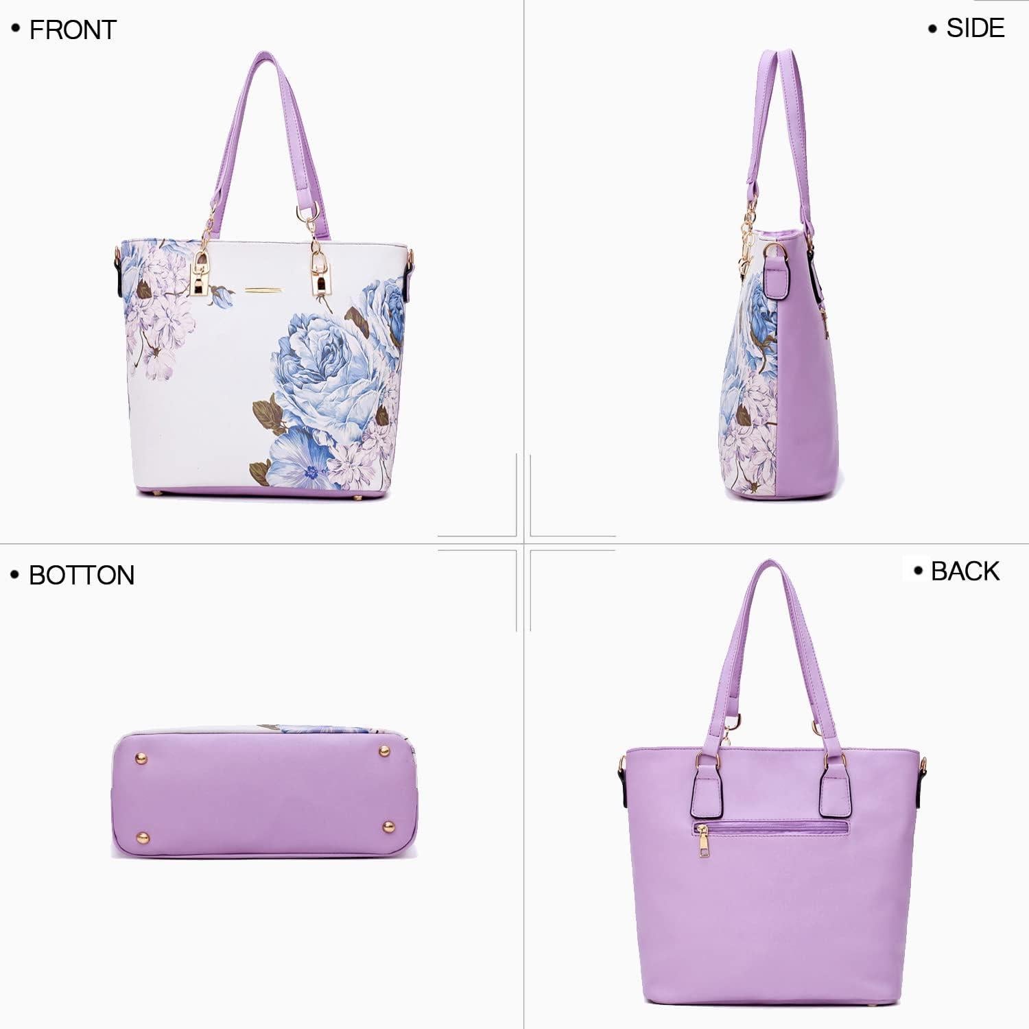 Conjunto de 6 Bolsos 2E-youth para Mujeres - Floral Púrpura y Blanco