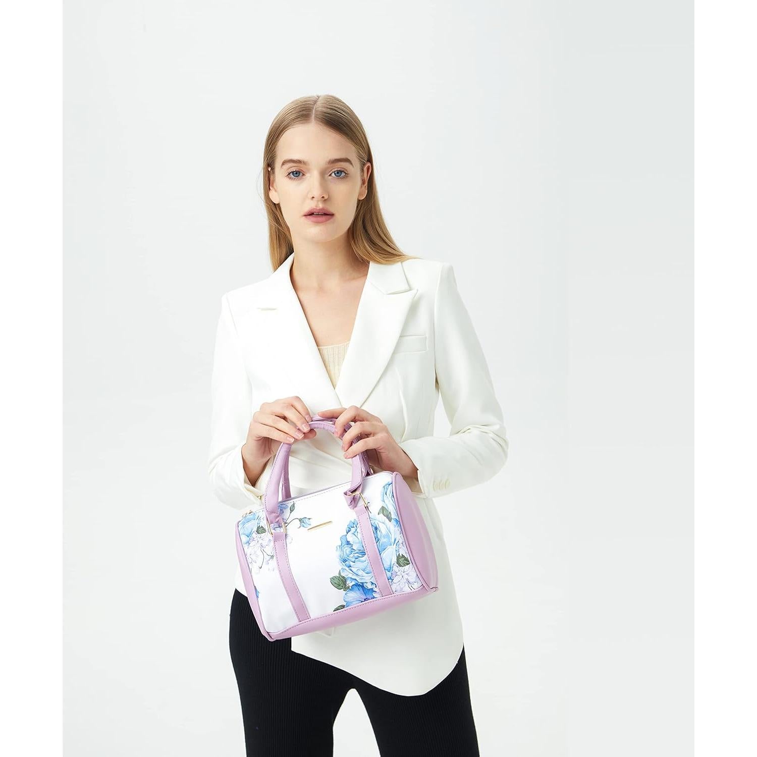Conjunto de 6 Bolsos 2E-youth para Mujeres - Floral Púrpura y Blanco