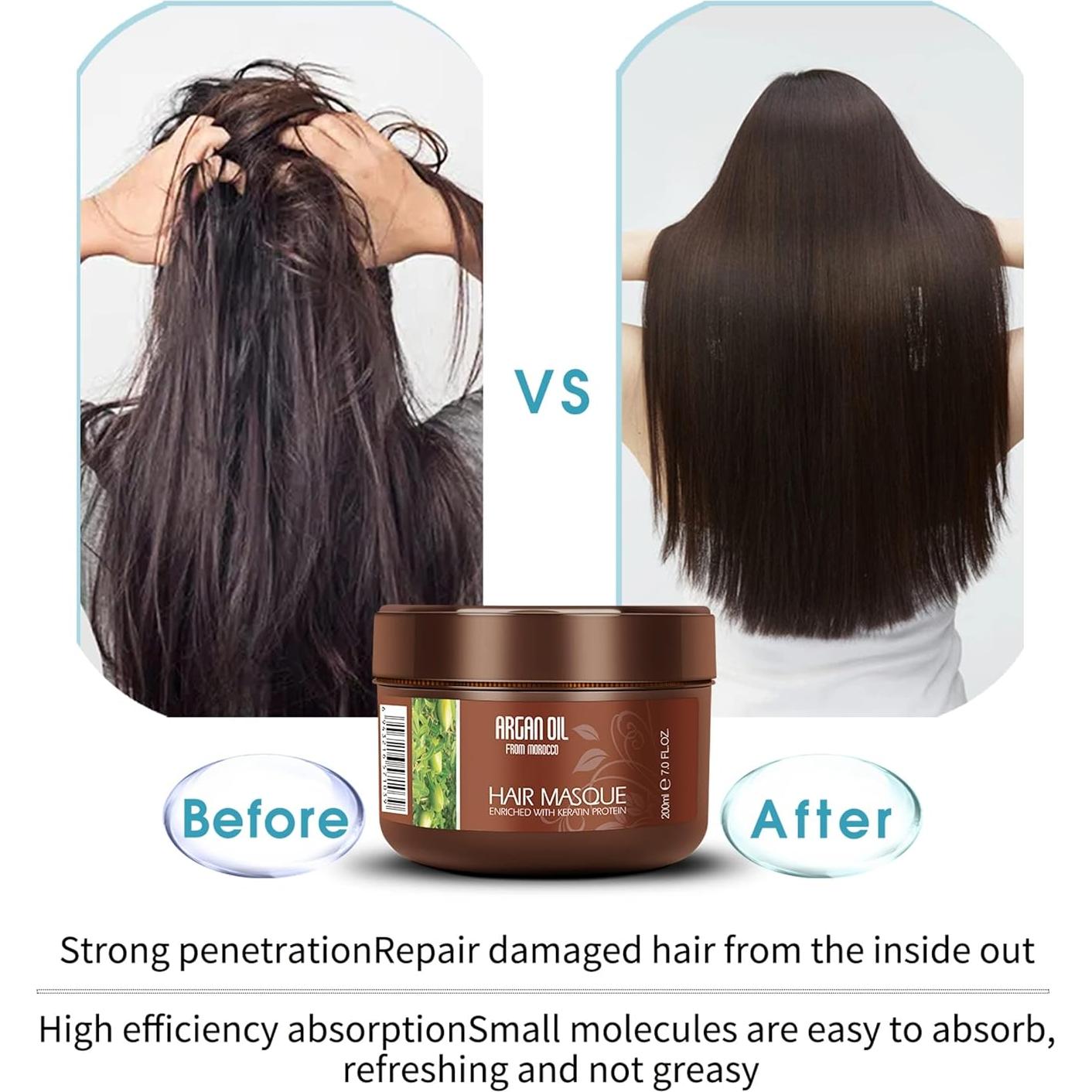 Mascarilla Hidratante de Aceite de Argán NUSPA 200ml para Cabello Seco