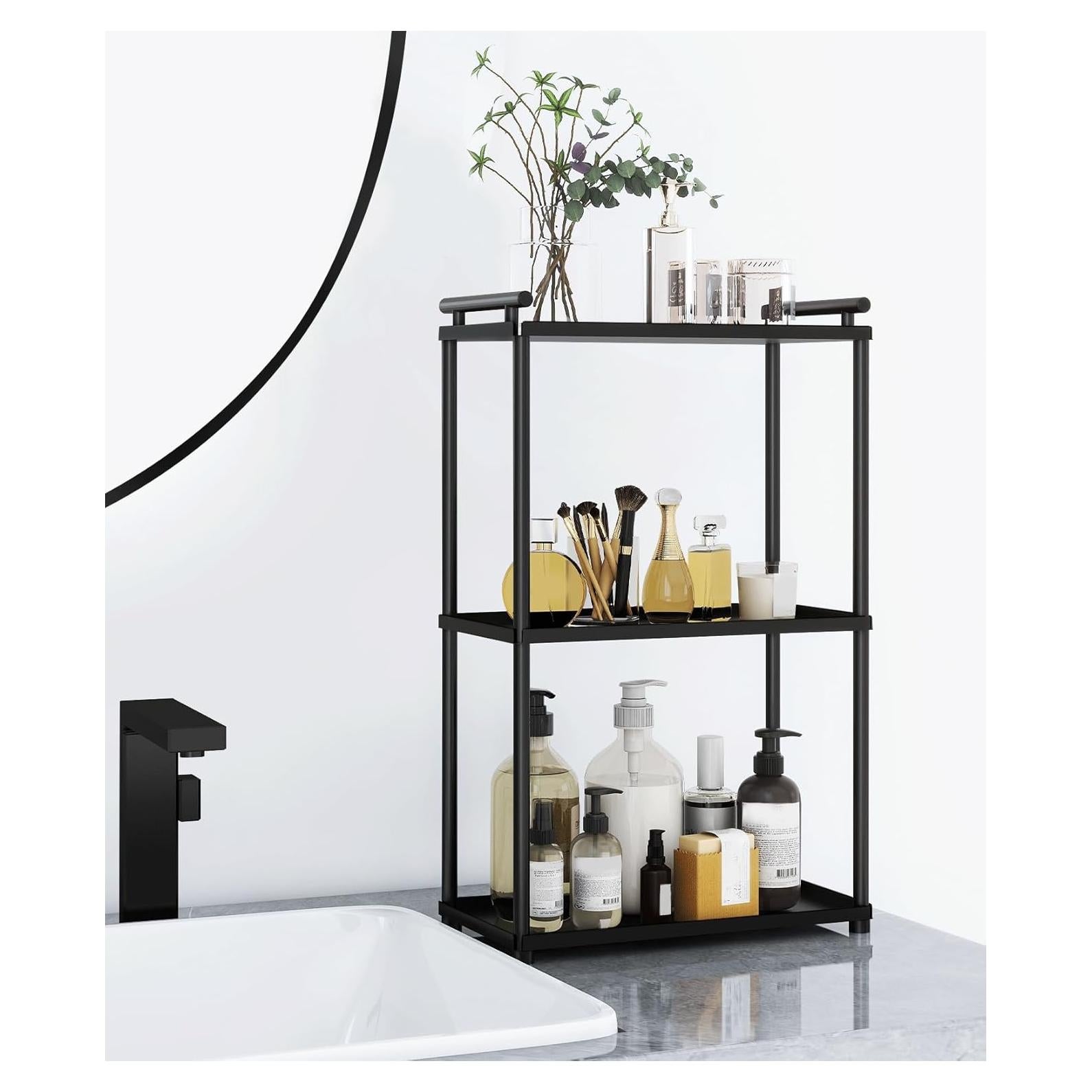 Organizador de baño VOTZAAQ 3 niveles acero inoxidable negro mate