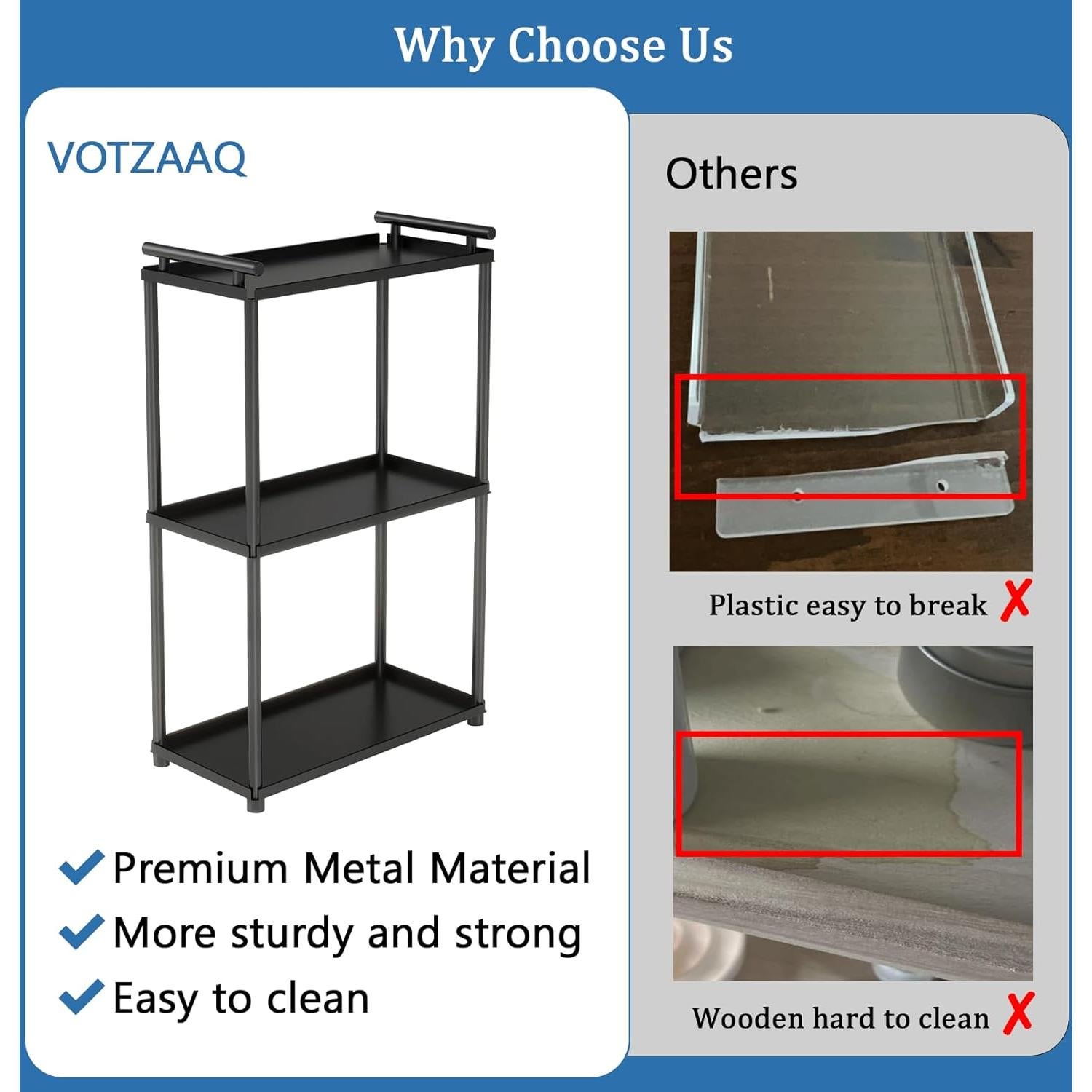 Organizador de baño VOTZAAQ 3 niveles acero inoxidable negro mate