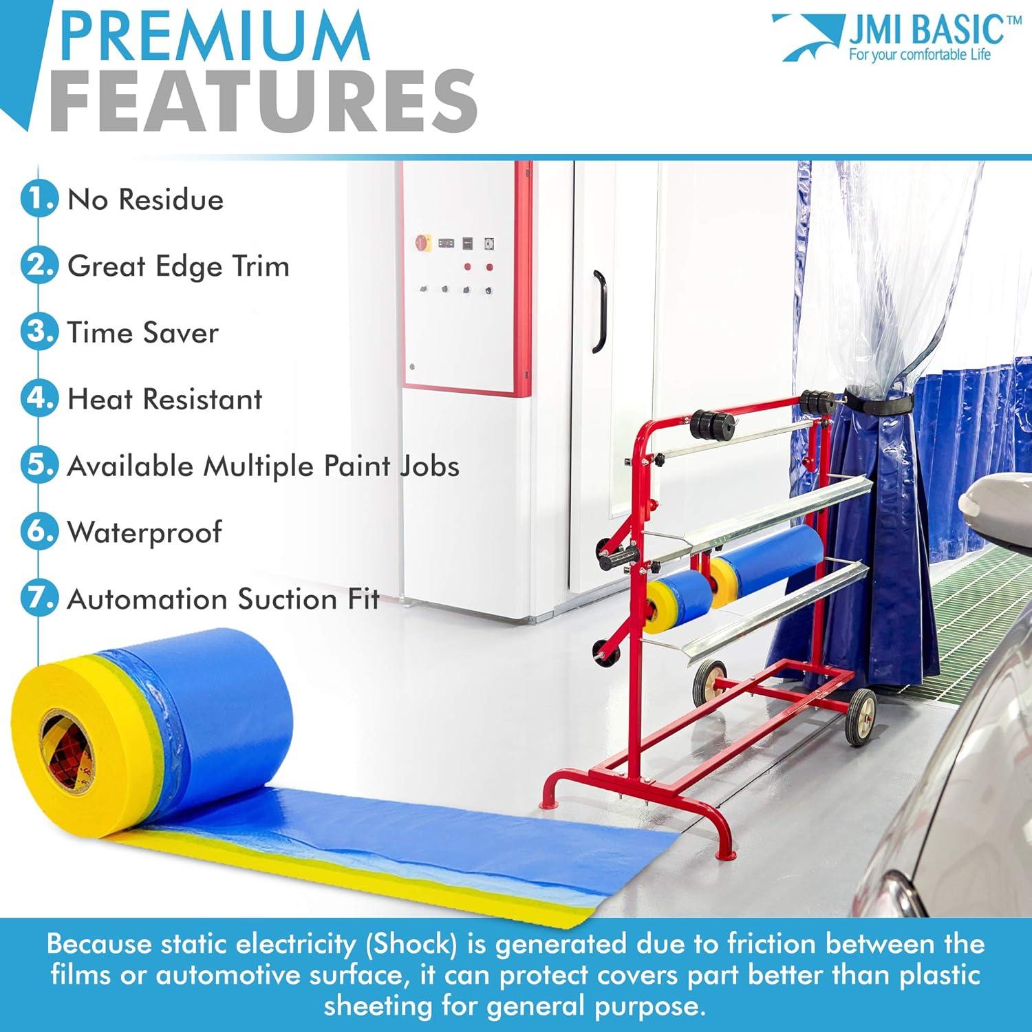 Película de enmascarar JMI BASIC 45.72 cm con cinta amarilla