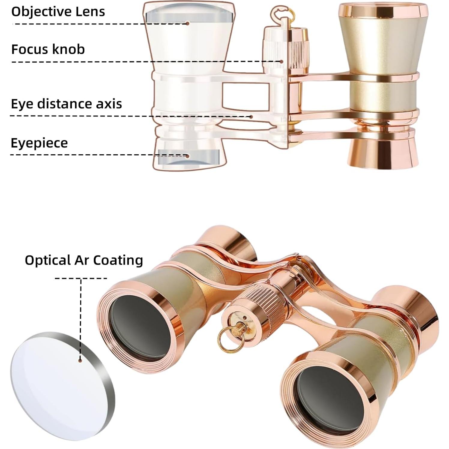Binoculares de Ópera H2ONDBQF 3X25 Vintage Ajustables 170g