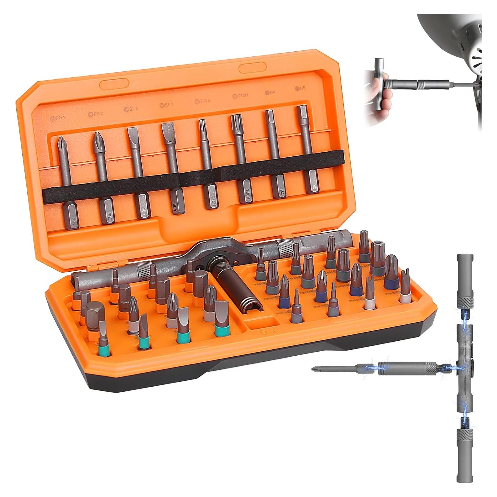 Juego de Destornilladores Magnéticos 42 en 1 USUAUU Naranja