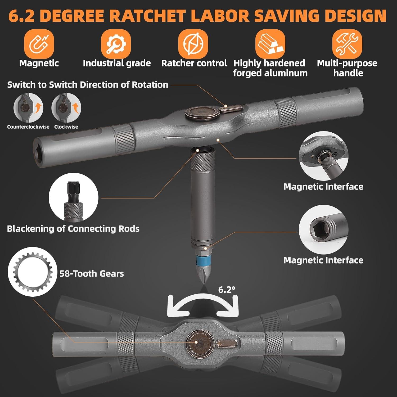 Juego de Destornilladores Magnéticos 42 en 1 USUAUU Naranja