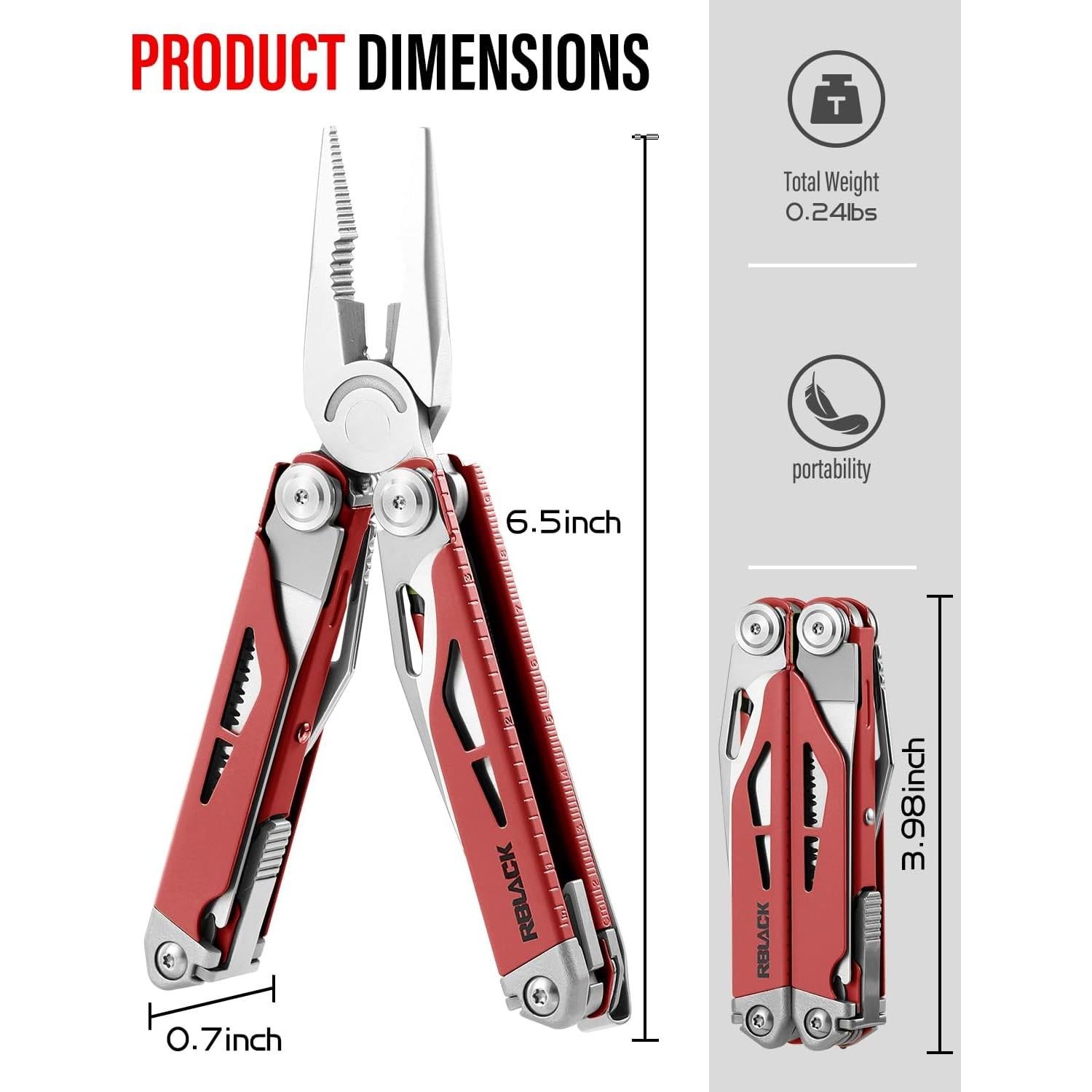 Multiherramienta 21 en 1 RBLACK con Alicates y Tijeras - Acero Inoxidable
