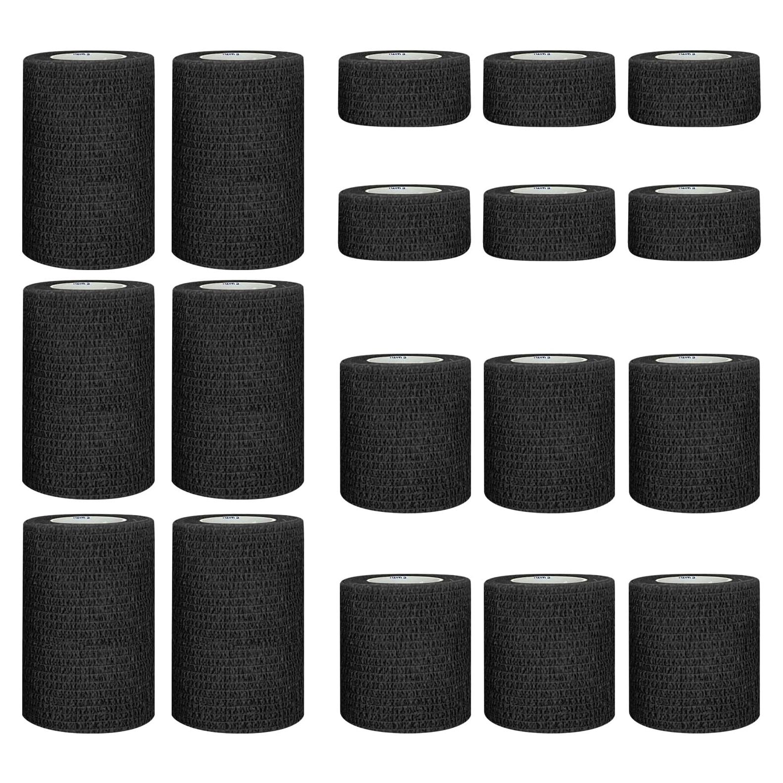 Venda Autoadhesiva Cohesiva BIRDDIE 18 Piezas 2.54/5.08/7.62 cm Negra